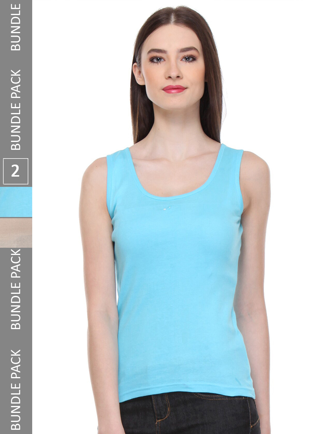 

IndiWeaves Pack Of 2 Pure Cotton Tank Top, Blue