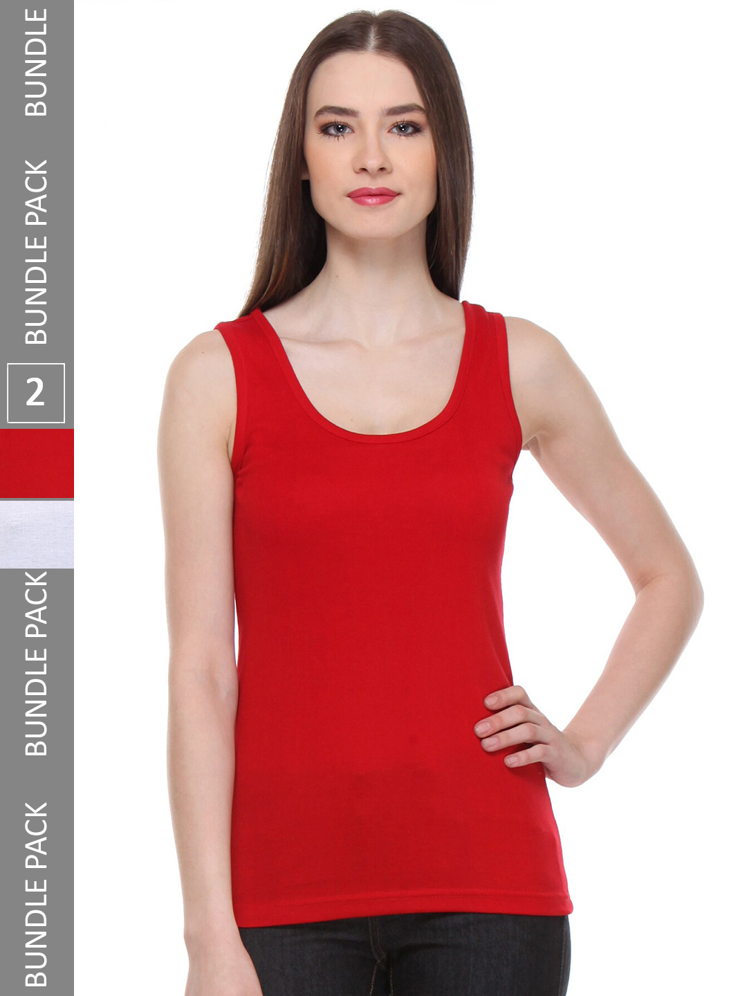 

IndiWeaves Pack Of 2 Pure Cotton Tank Top, Red