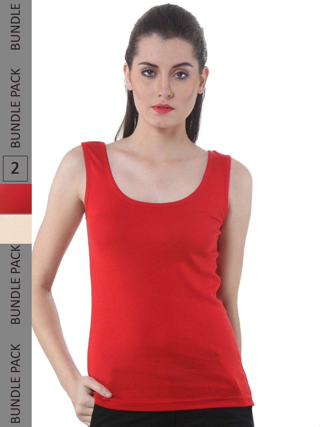 

IndiWeaves Pack Of 2 Pure Cotton Tank Top, Red