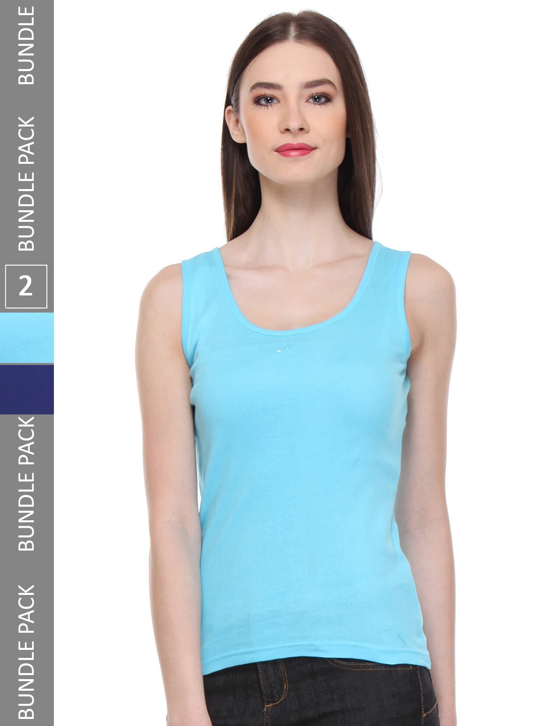

IndiWeaves Pack Of 2 Pure Cotton Tank Top, Blue