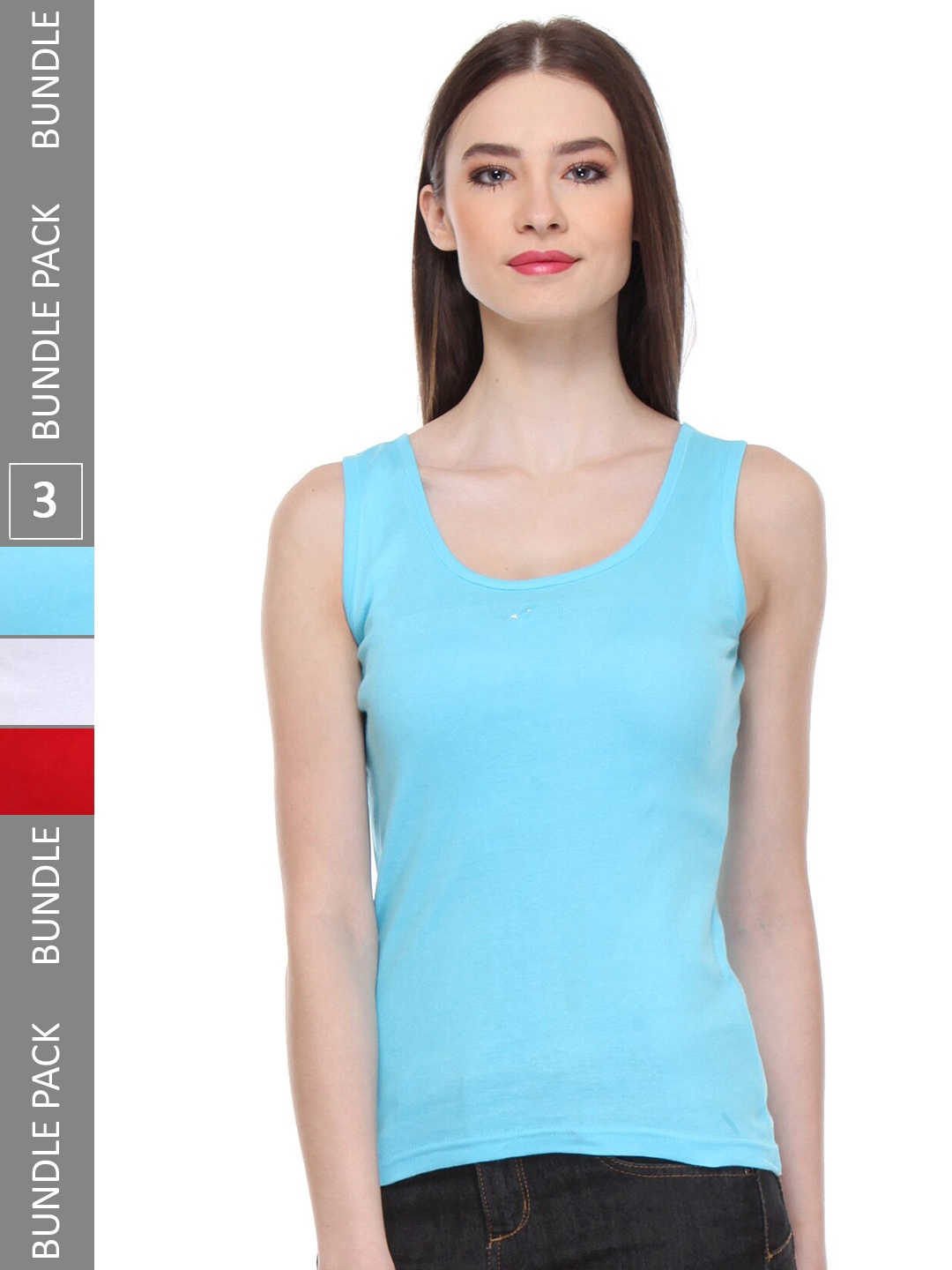 

IndiWeaves Pack Of 4 Pure Cotton Tank Top, Blue