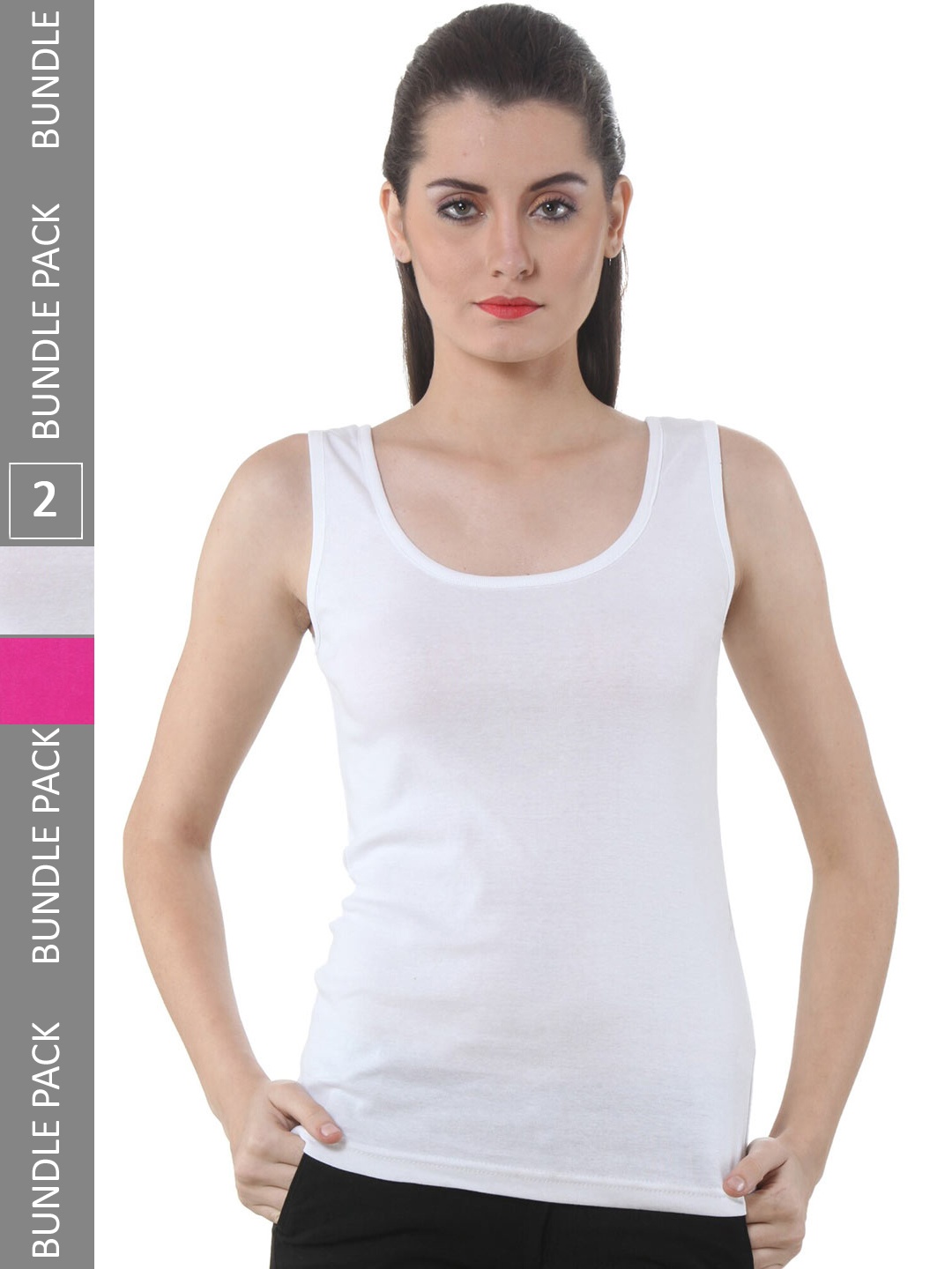 

IndiWeaves Pack Of 2 Pure Cotton Tank Top, White