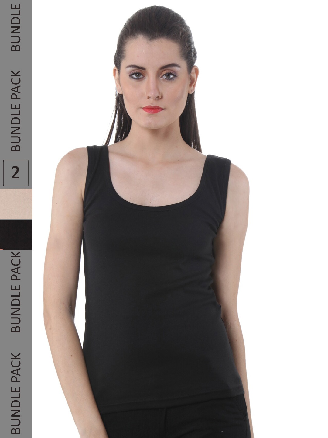 

IndiWeaves Pack Of 2 Cotton Pure Cotton Tank Top, Black