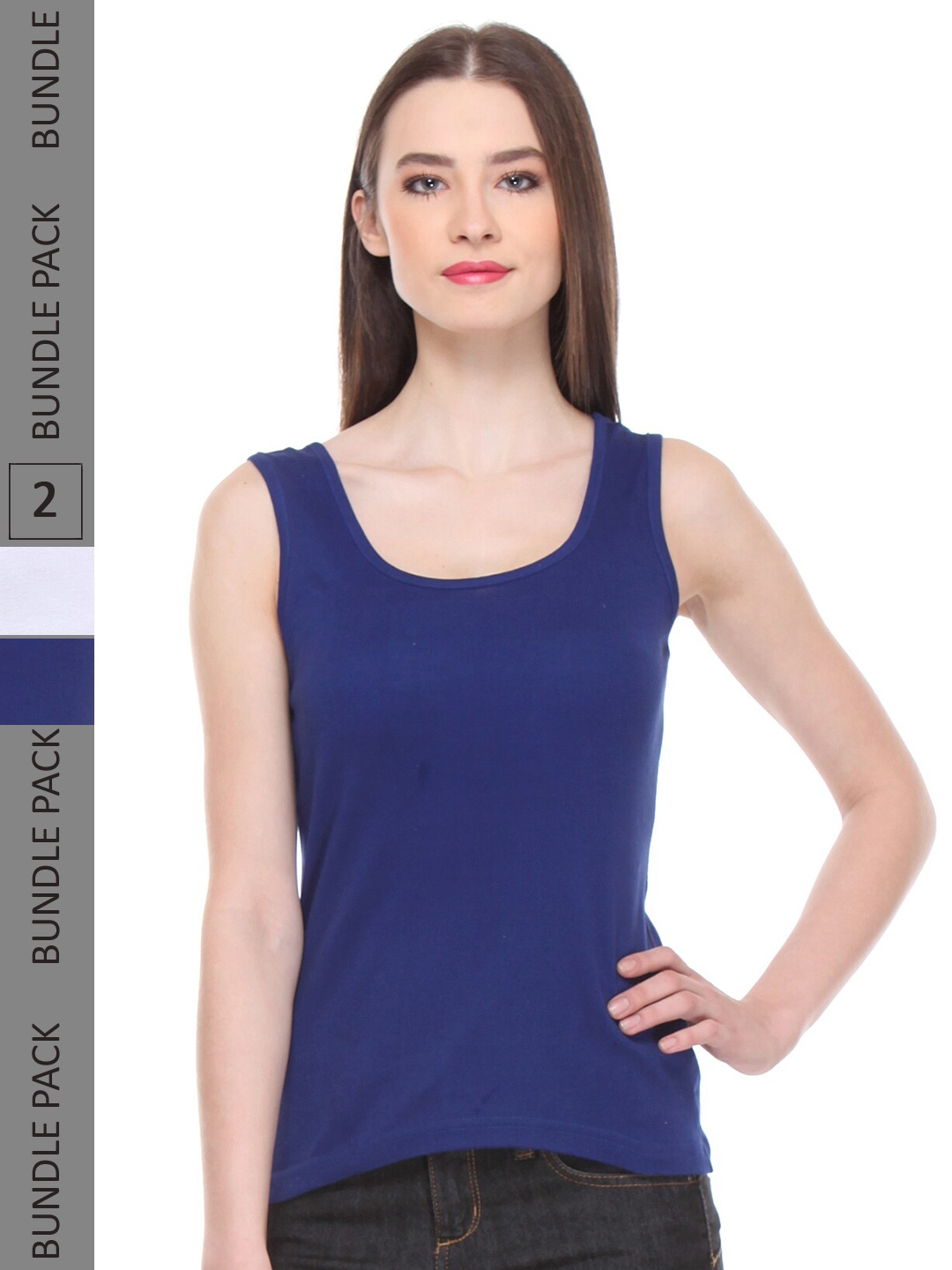 

IndiWeaves Pack Of 2 Scoop Neck Soft Pure Cotton Tank Tops, White
