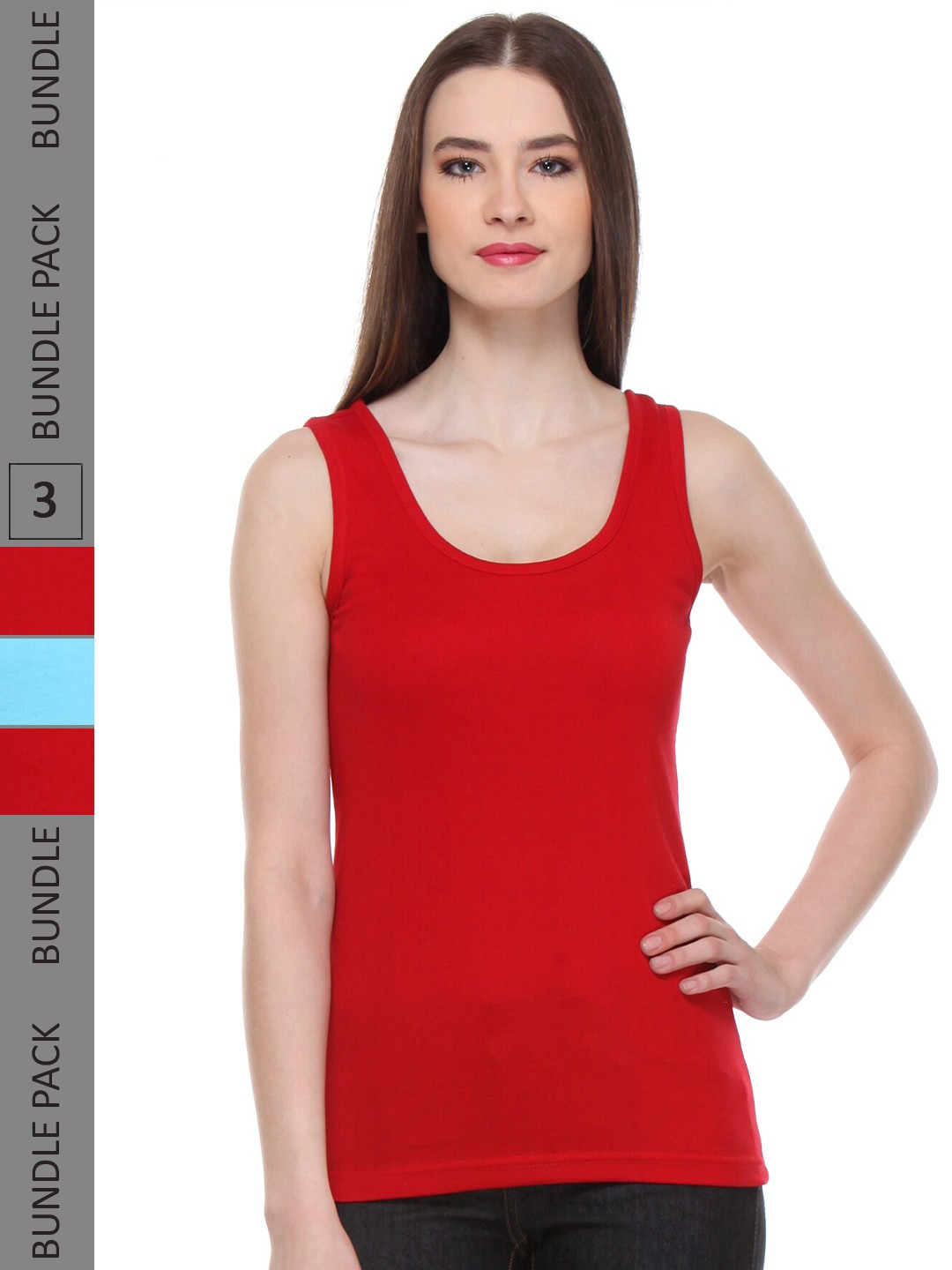 

IndiWeaves Pack Of 3 Pure Cotton Tank Top, Red