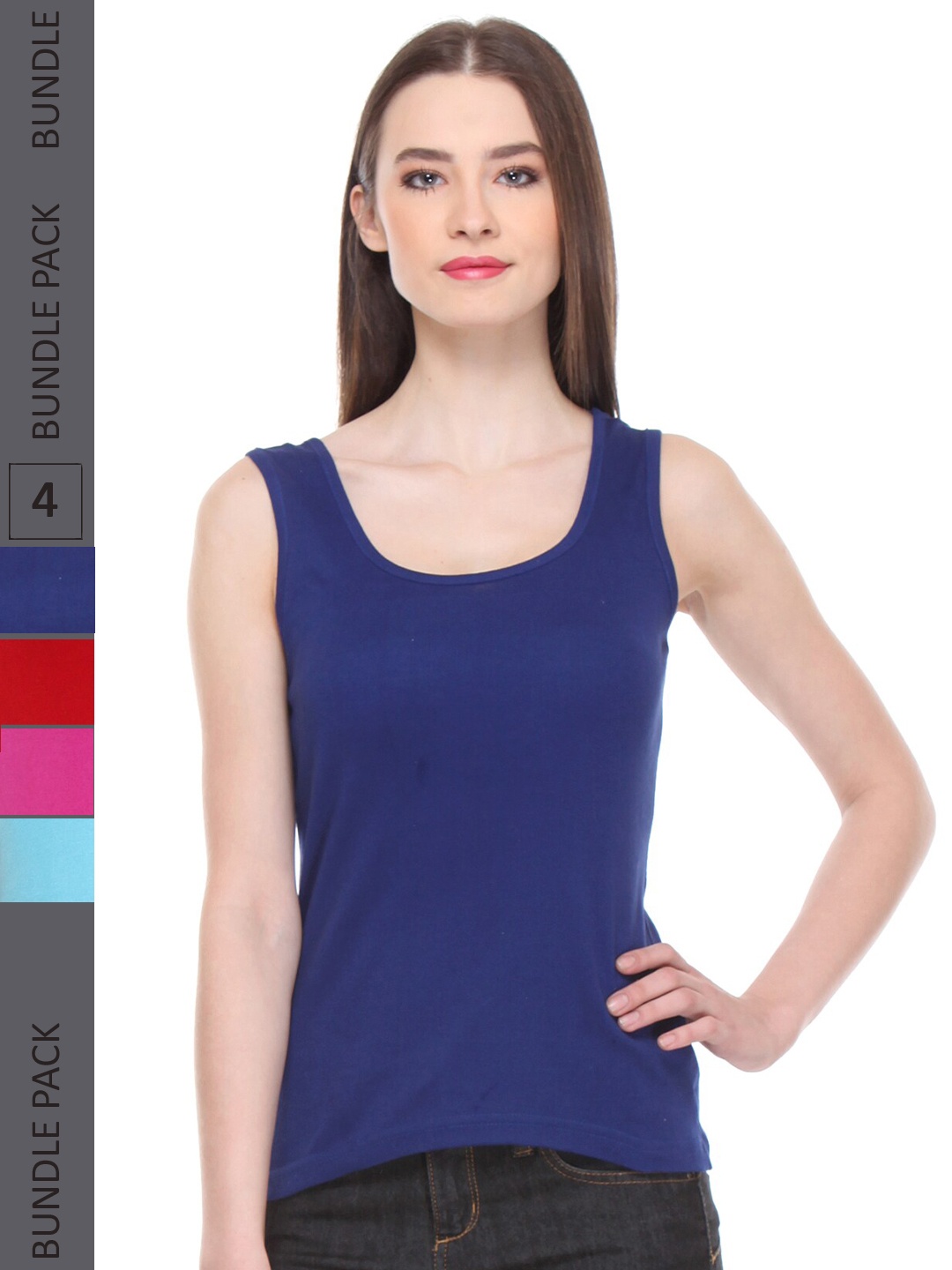 

IndiWeaves Pack Of 2 Cotton Tank Top, Navy blue