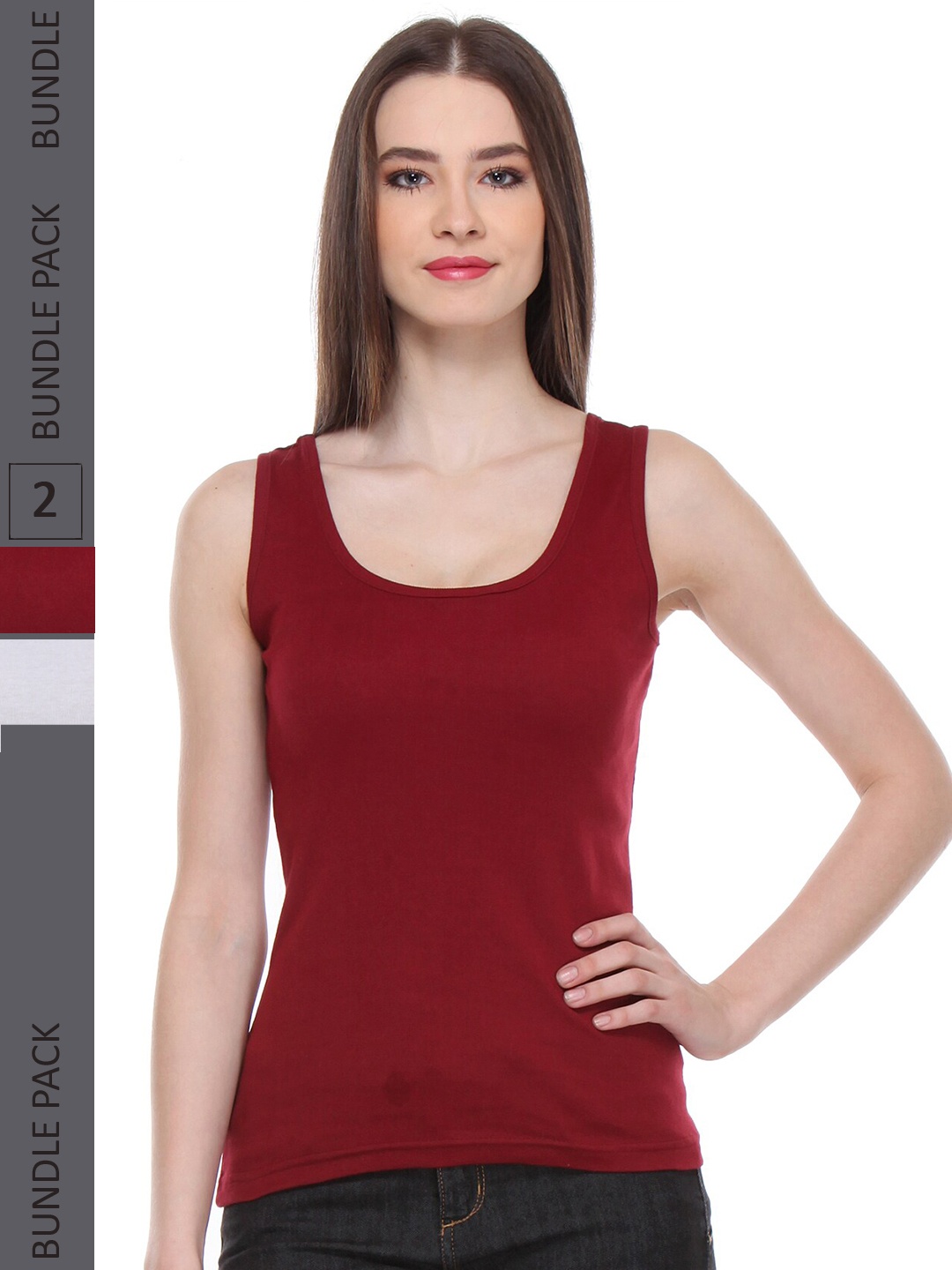 

IndiWeaves Pack of 2 Cotton Tank Top, Maroon