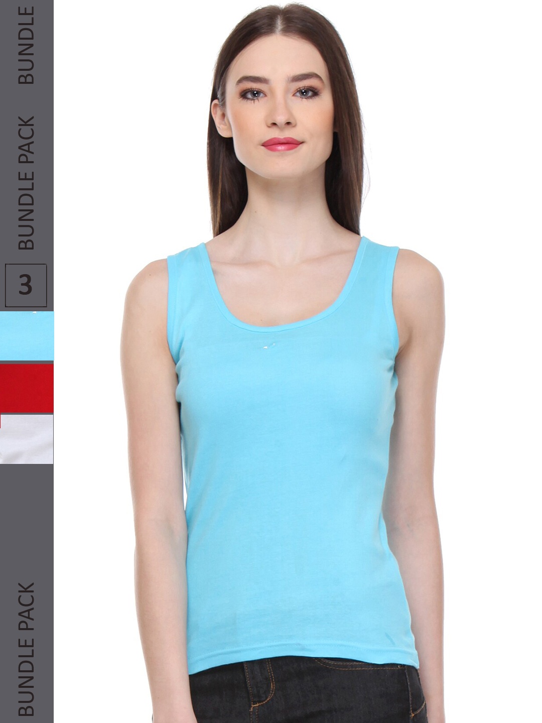 

IndiWeaves Pack Of 3 Pure Cotton Tank Top, Blue