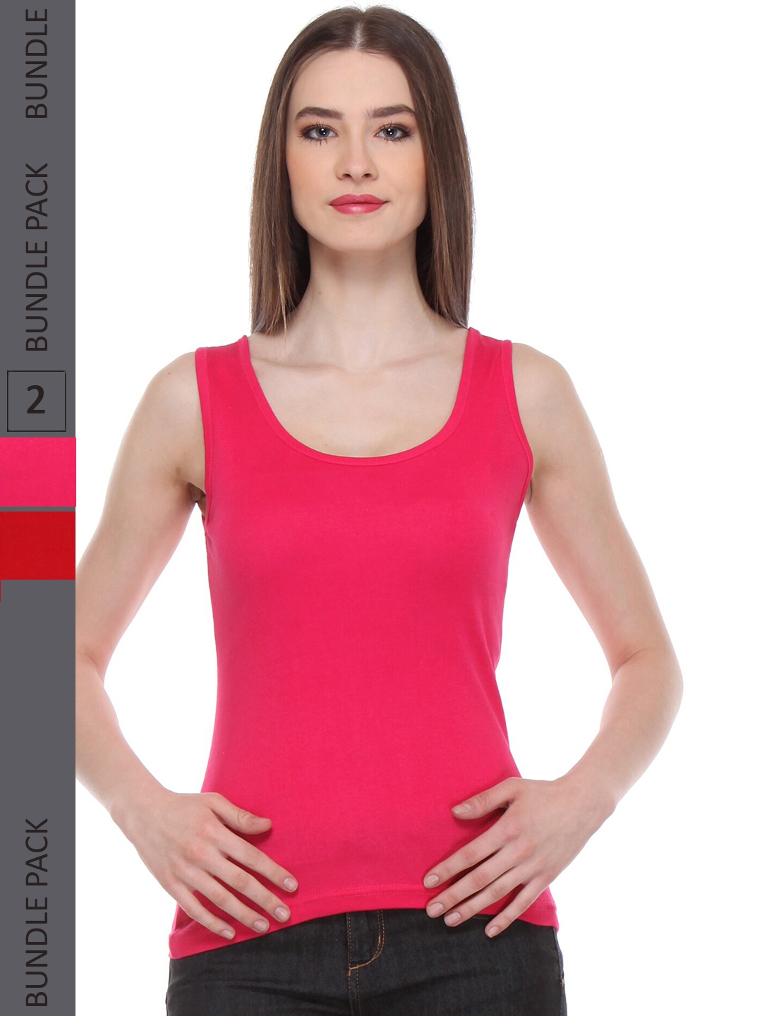 

IndiWeaves Pack Of 2 Pure Cotton Tank Top, Pink