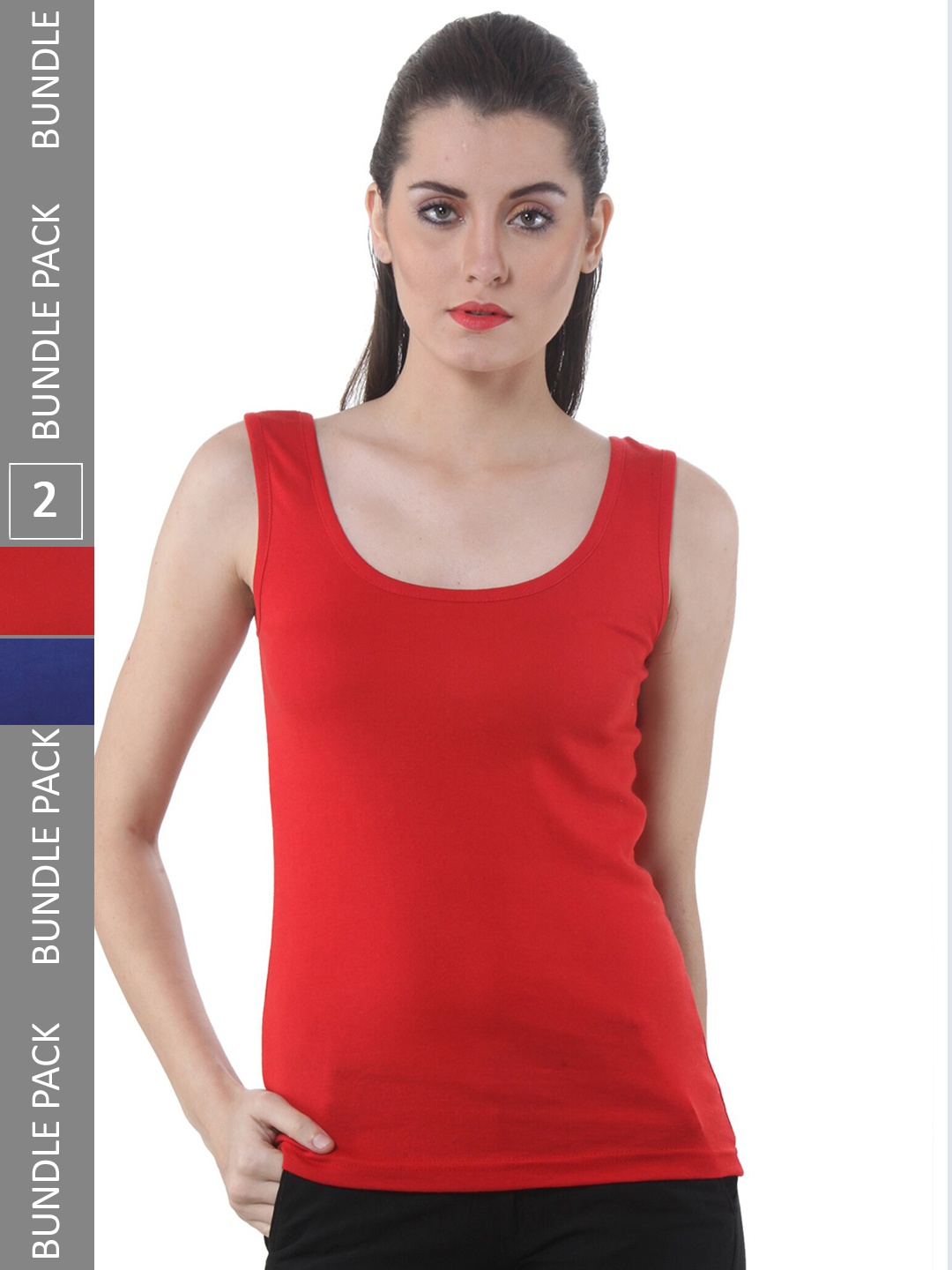 

IndiWeaves Pack of 2 Pure Cotton Tank Tops, Red