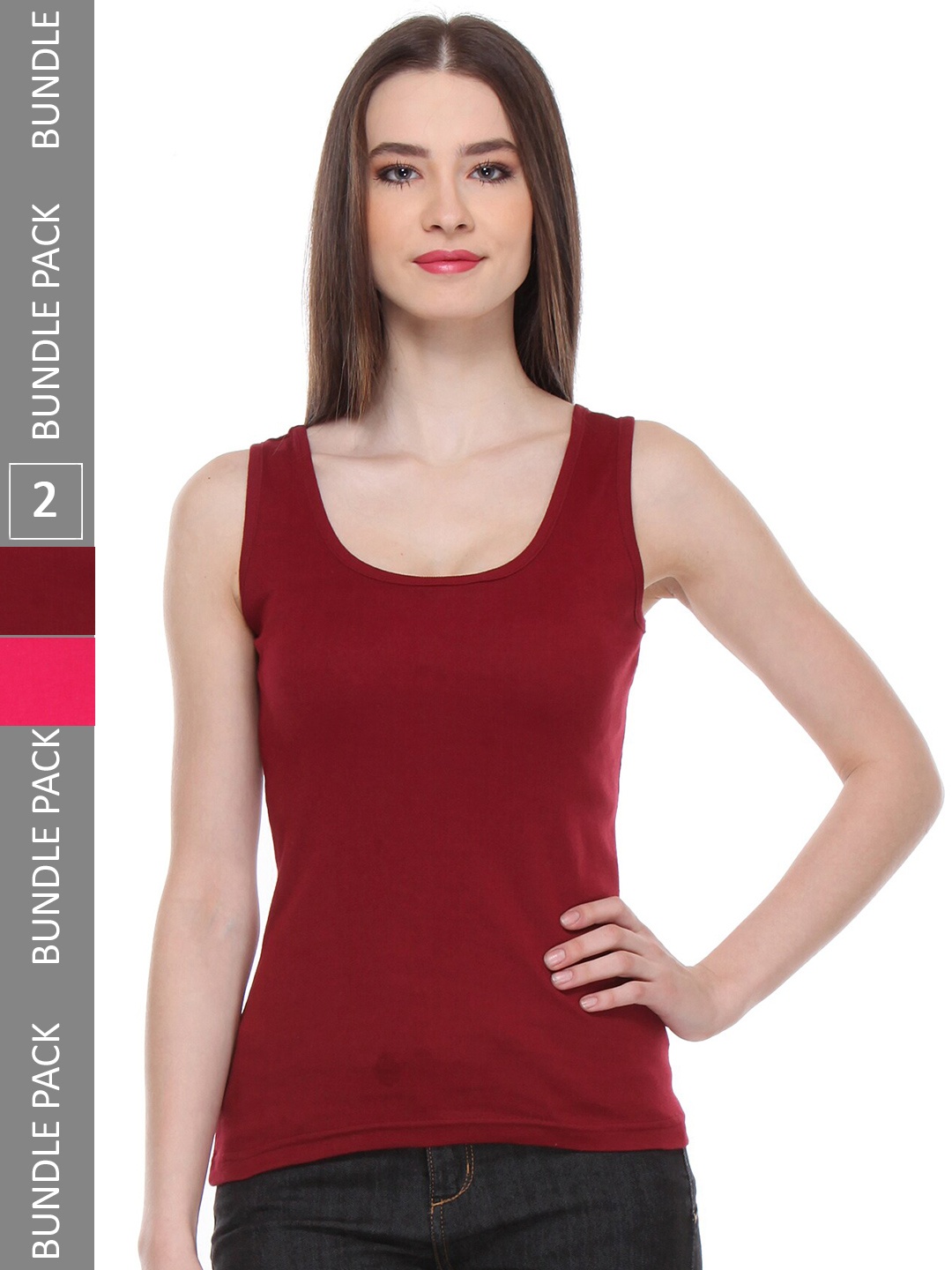 

IndiWeaves Pack Of 3 Pure Cotton Tank Top, Maroon