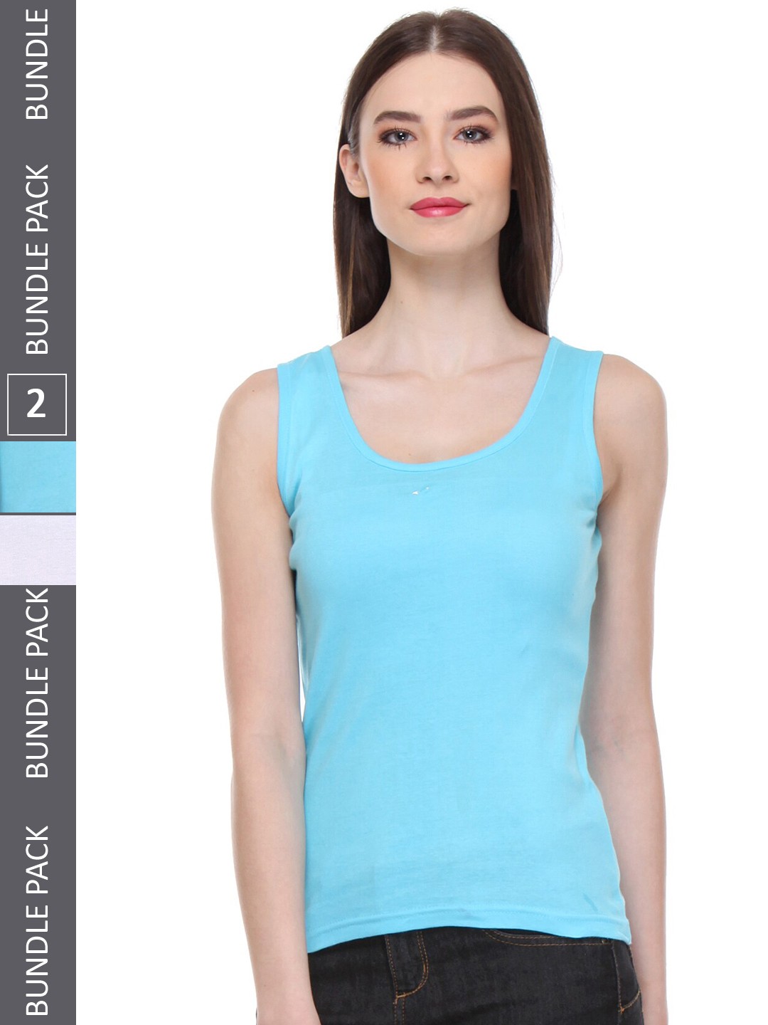 

IndiWeaves Pack Of 2 Pure Cotton Tank Top, Turquoise blue