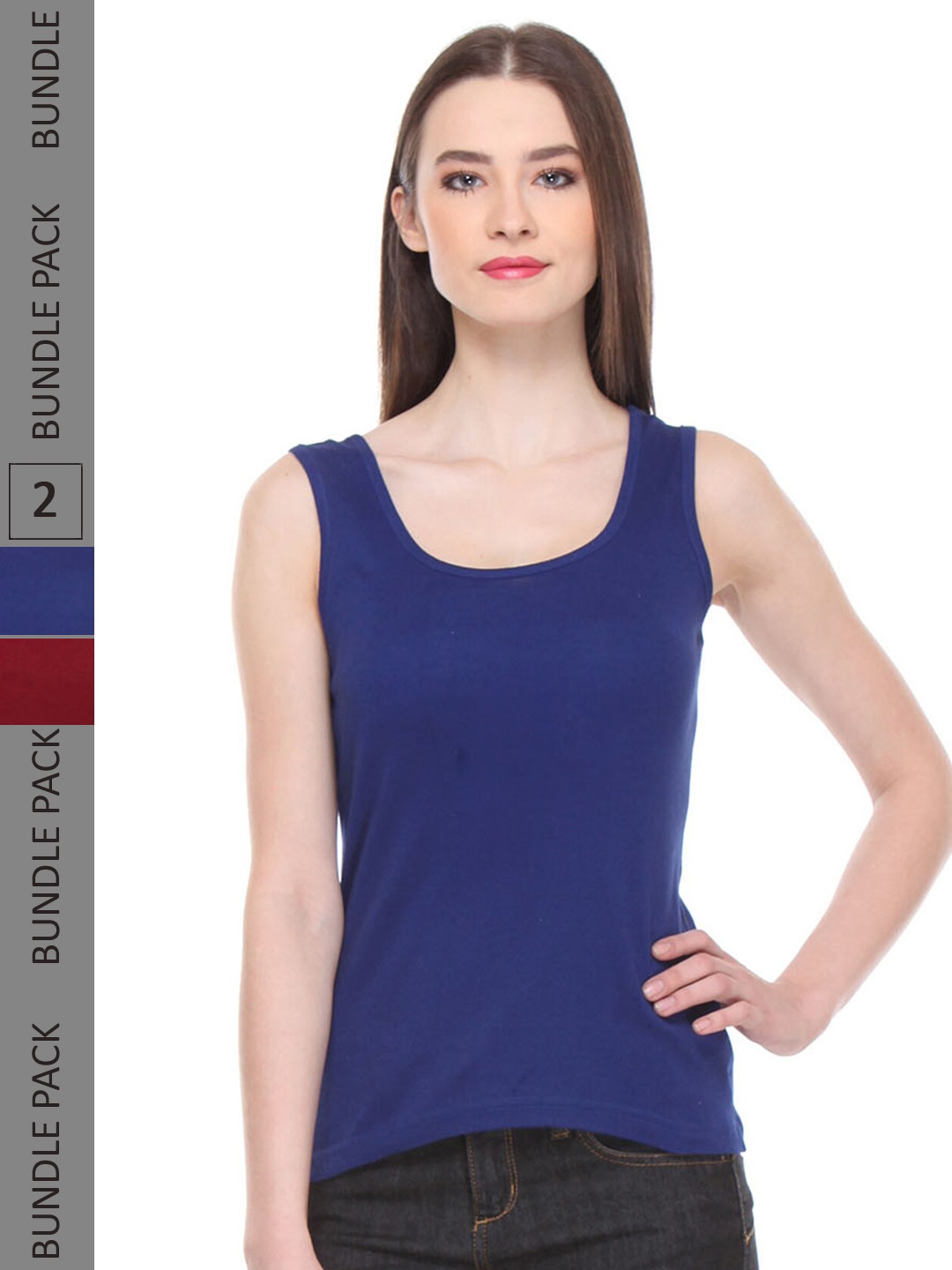 

IndiWeaves Pack Of 2 Pure Cotton Tank Top, Blue