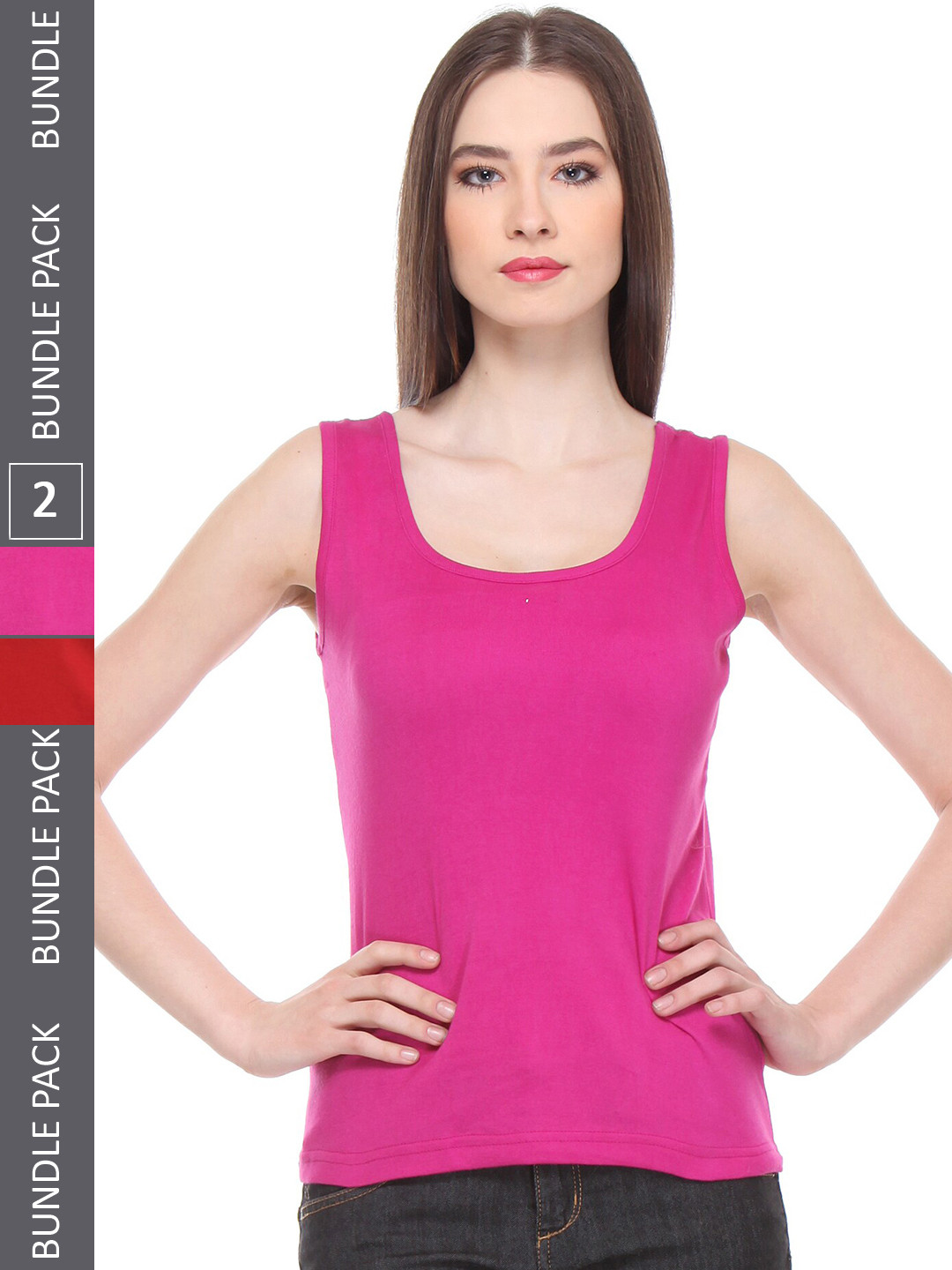 

IndiWeaves Pack Of 2 Pure Cotton Tank Top, Pink