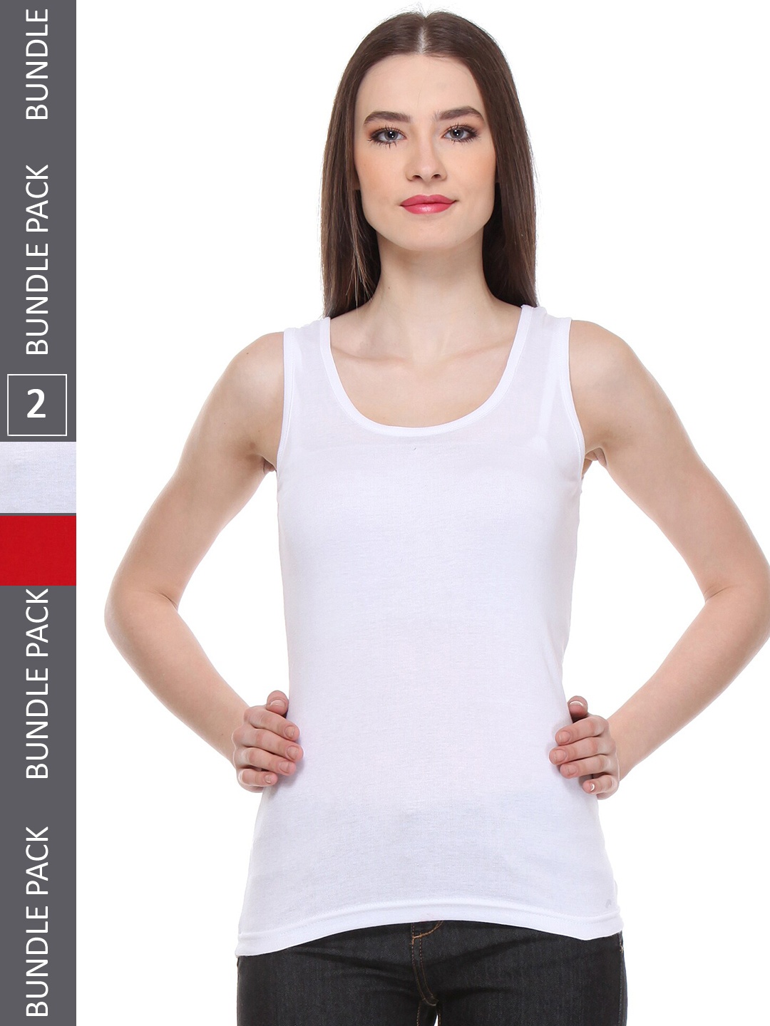 

IndiWeaves Pack of 3 Pure Cotton Tank Top, White