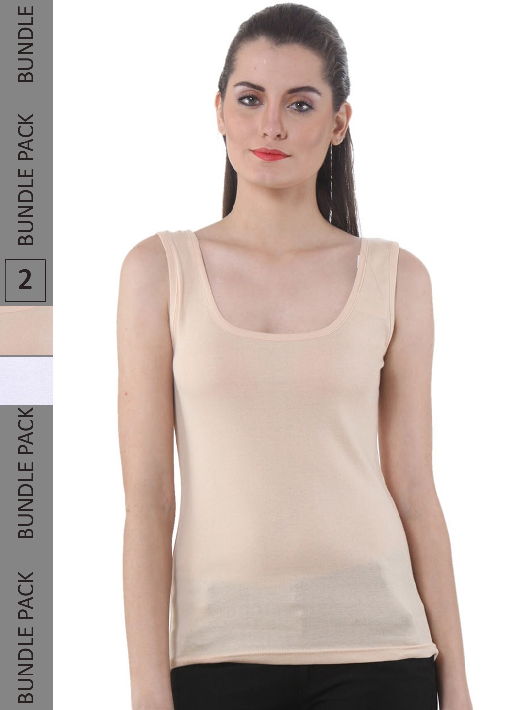 

IndiWeaves Pack of 2 Pure Cotton Tank Top, Beige