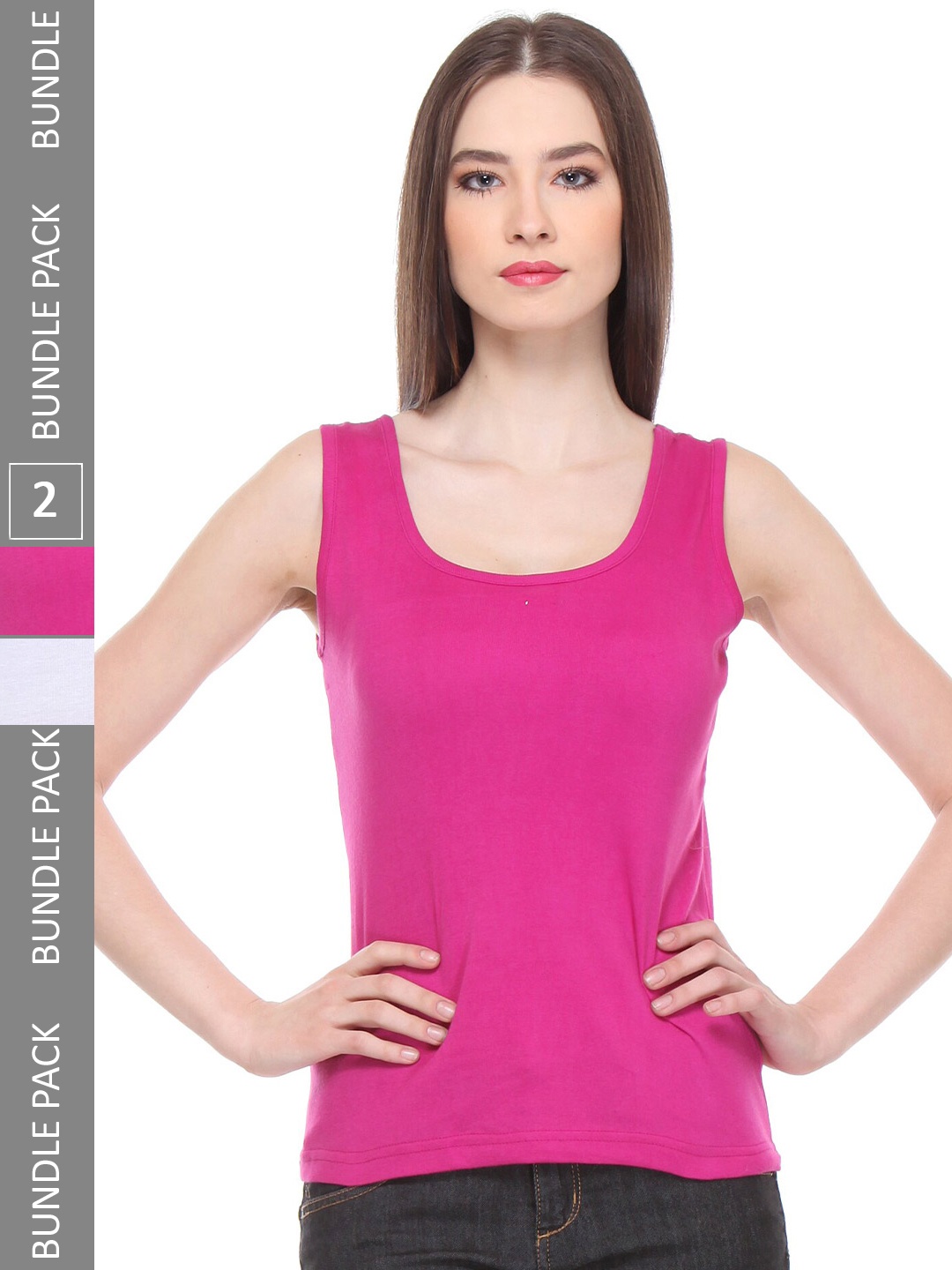 

IndiWeaves Pack of 2 Pure Cotton Tank Top, Pink