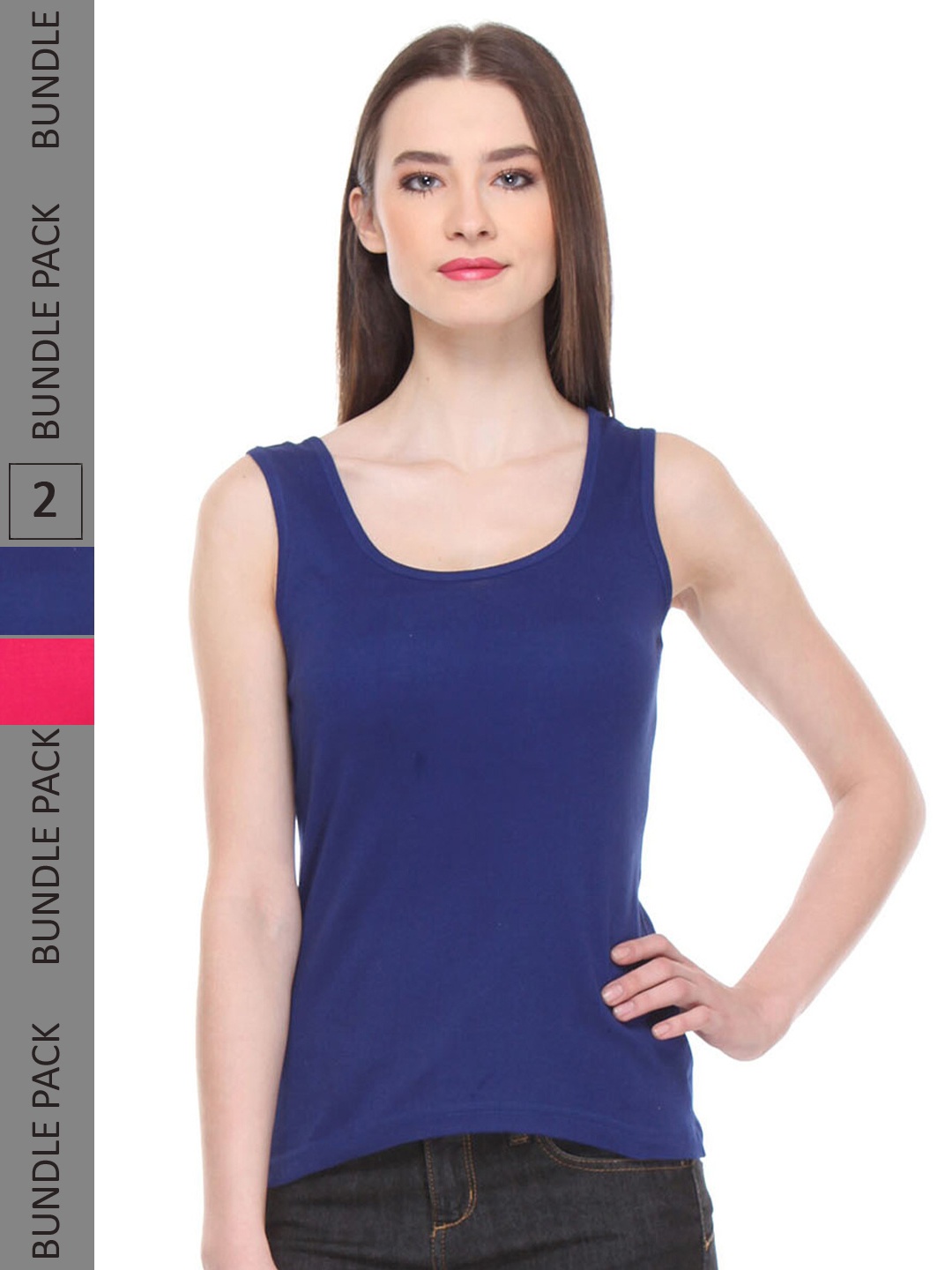 

IndiWeaves Pack Of 2 Pure Cotton Tank Top, Blue