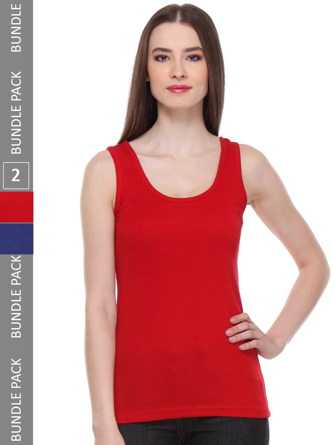 

IndiWeaves Pack Of 2 Pure Cotton Tank Tops, Red