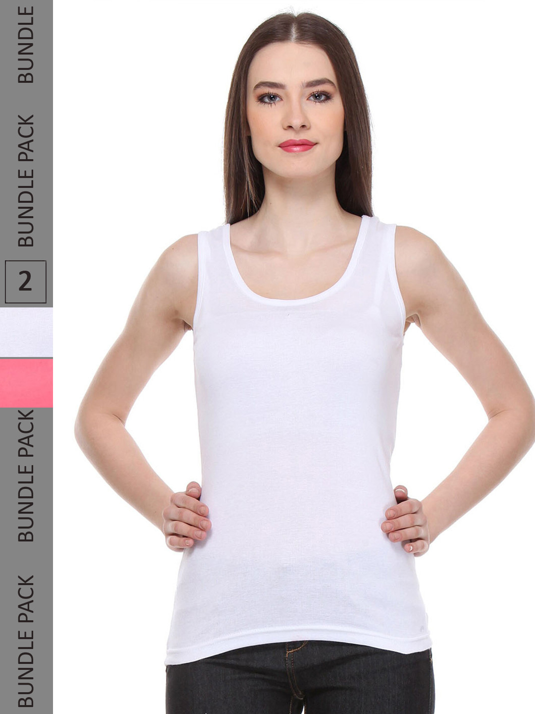 

IndiWeaves Pack of 2 Cotton Tank Top, White