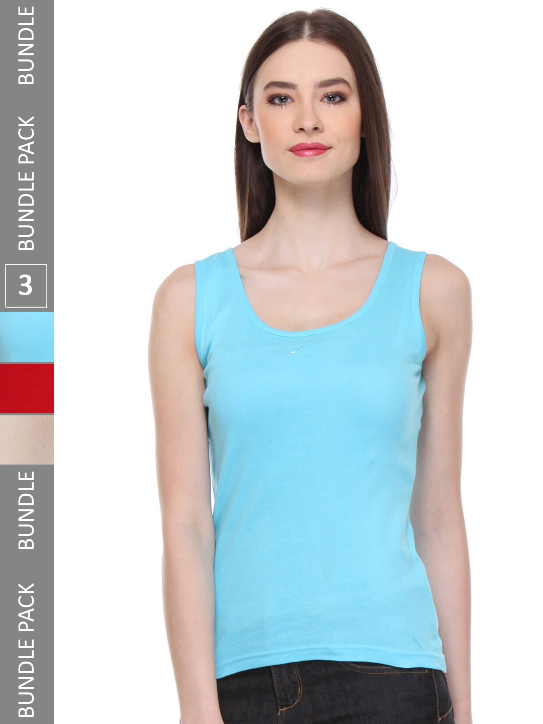 

IndiWeaves Pack of 3 Cotton Tank Top, Blue