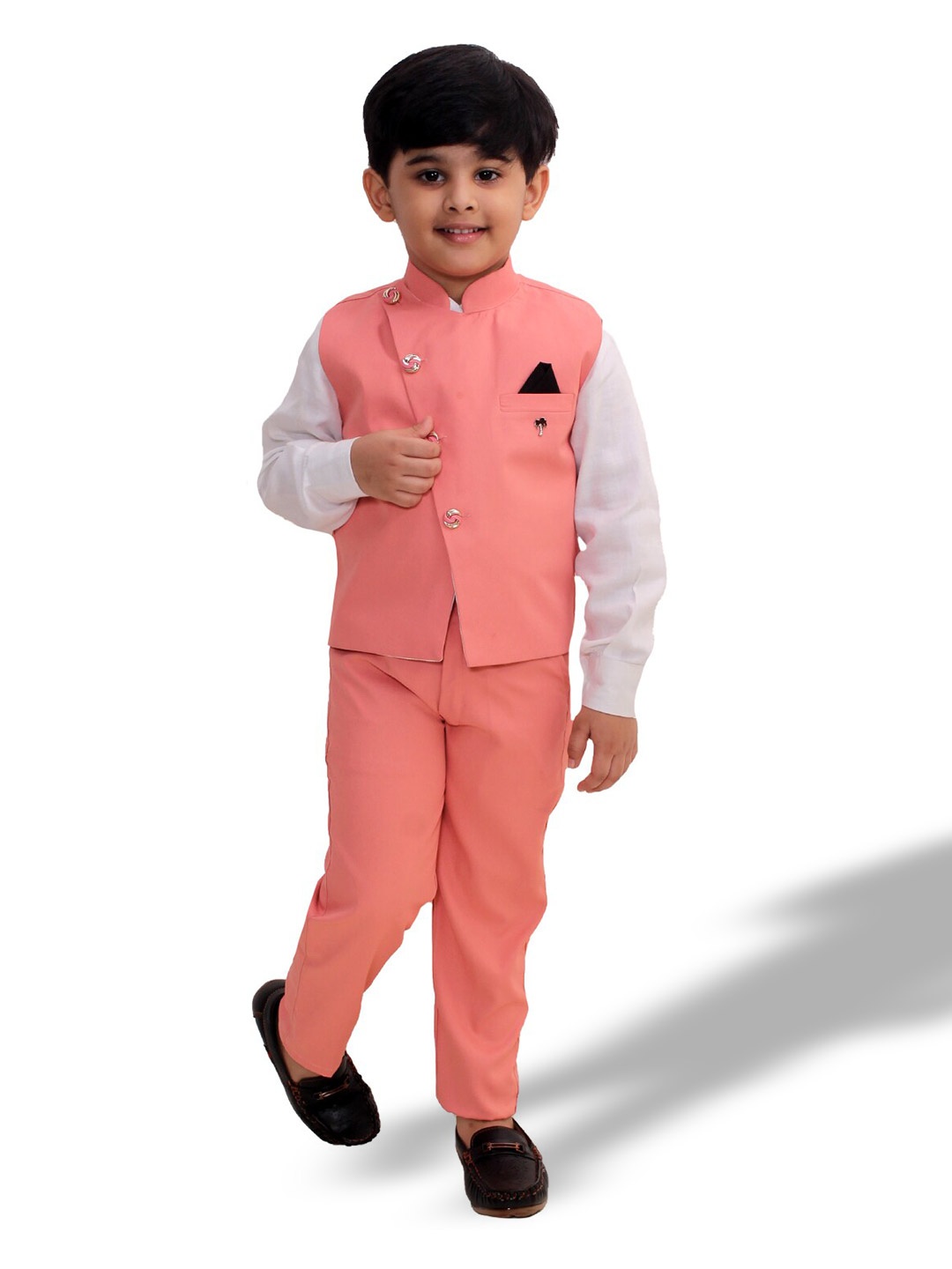 

BAESD Boys 3-Piece Mandarin Collar Suit, Pink