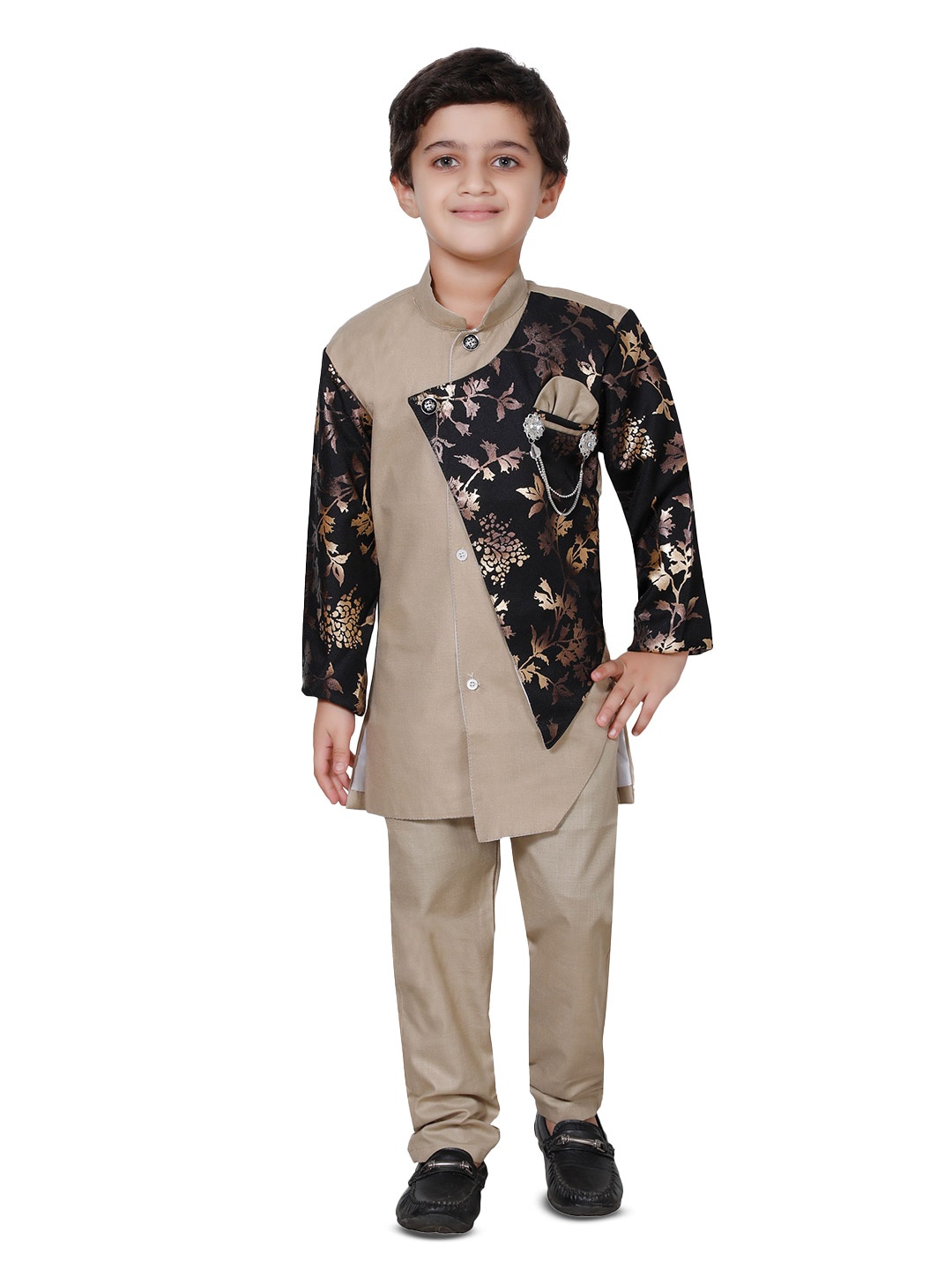 

BAESD Boys Printed Bandhgala Sherwani, Beige