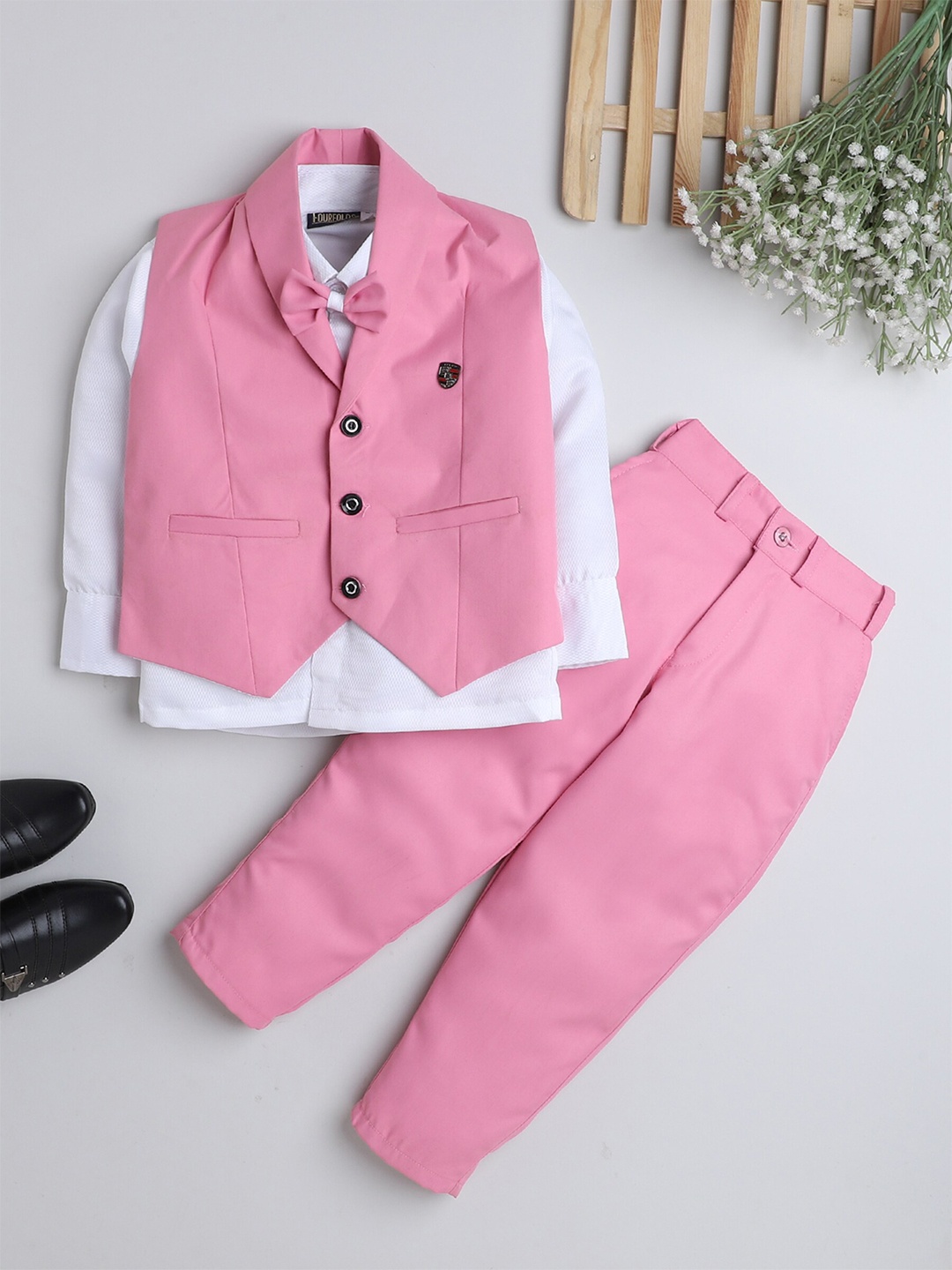 

BAESD Boys Shirt & Trousers With Waistcoat, Pink