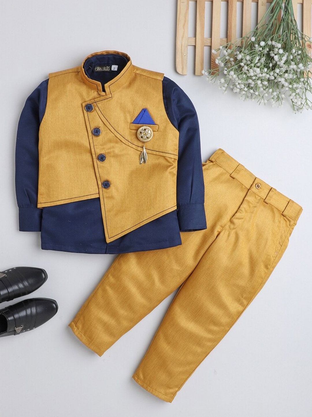 

BAESD Boys Shirt with Trousers, Mustard