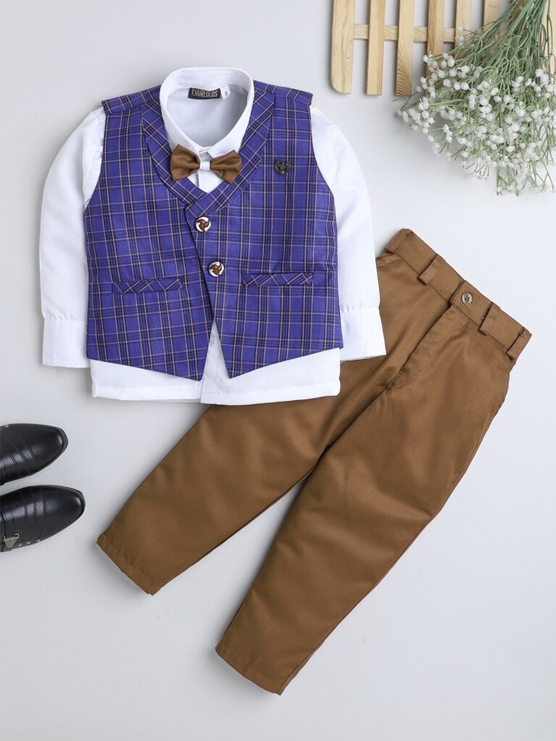 

BAESD Boys Shirt with Trousers, Brown