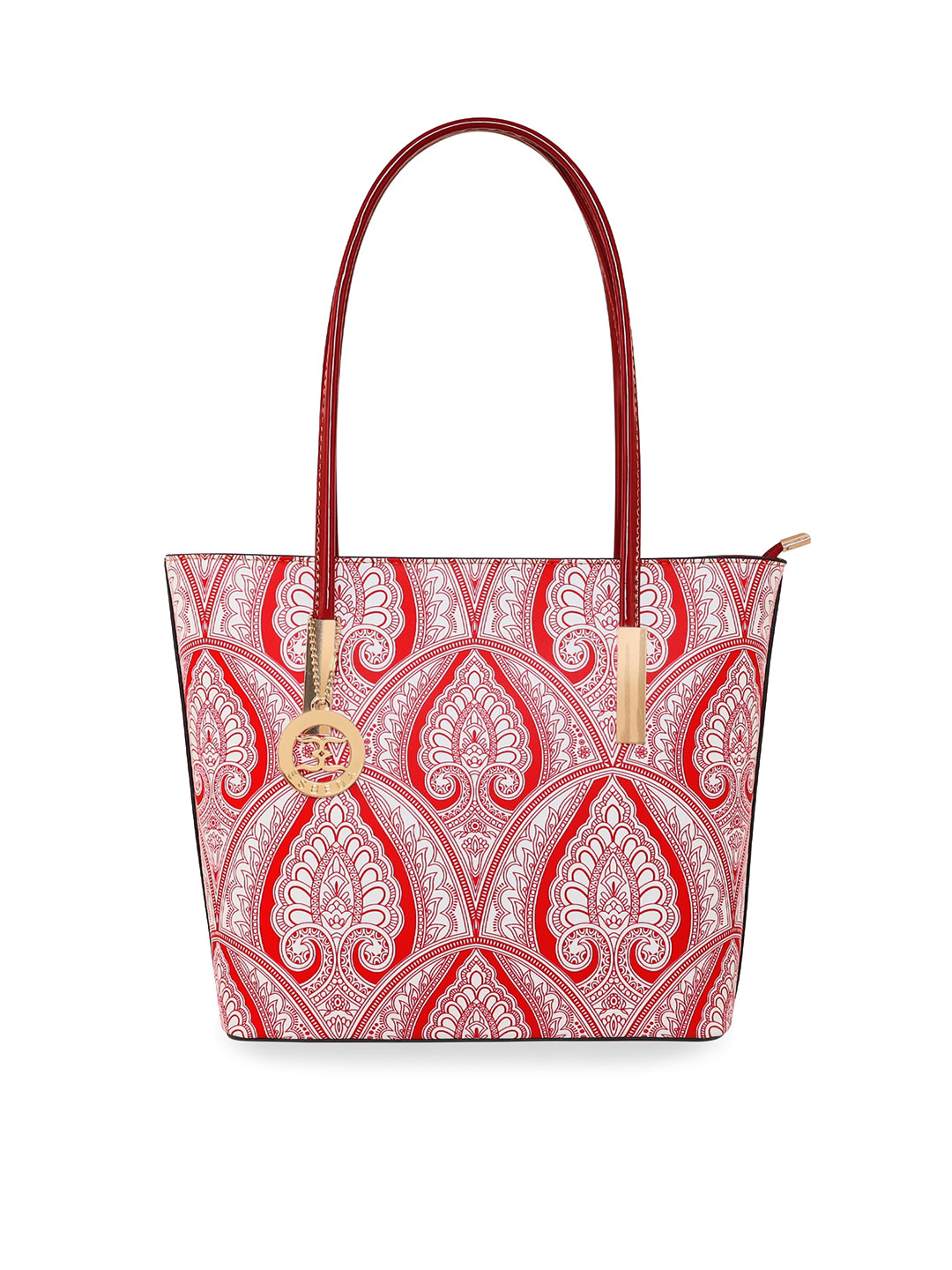 

ESBEDA Ethnic Motifs Printed Oversized Structured Shoulder Bag, Red