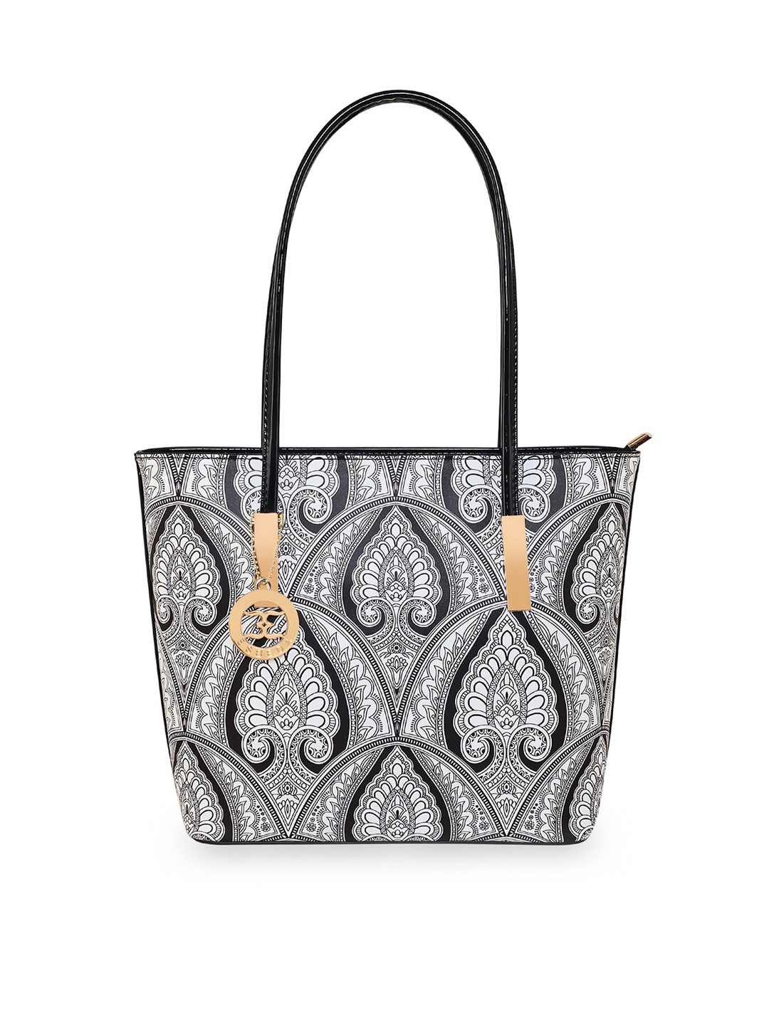

ESBEDA Women Ethnic Motifs Printed PU Structured Tote Bag, Black