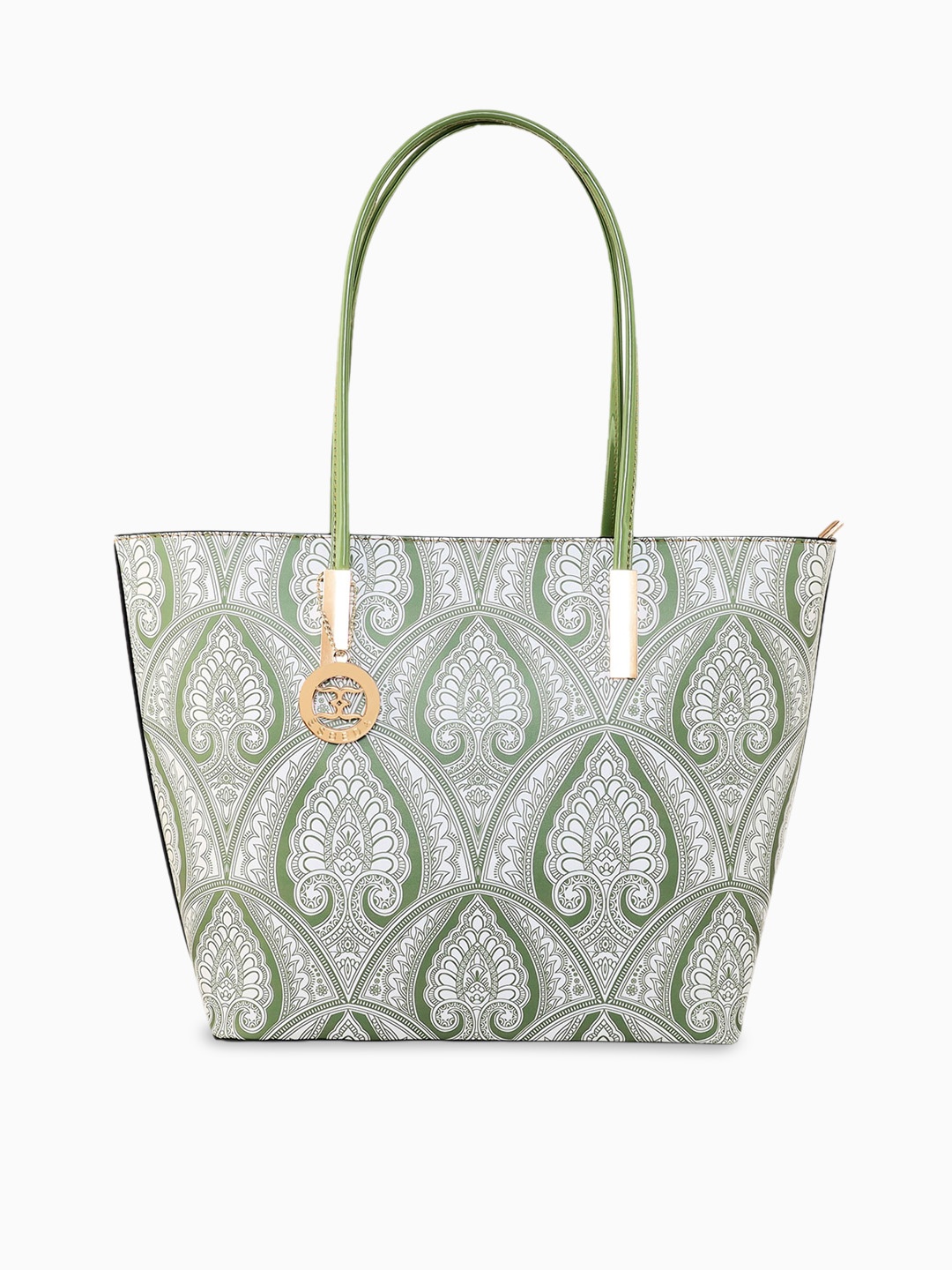 

ESBEDA Ethnic Motifs Printed PU Bucket Shoulder Bag, Olive