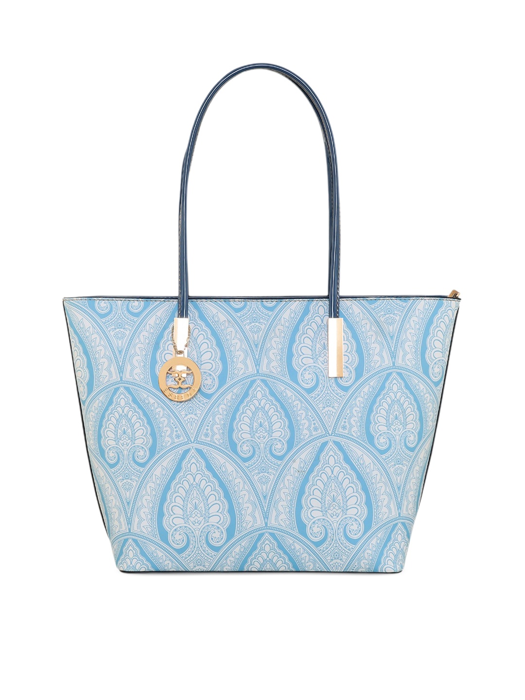 

ESBEDA Women Ethnic Motifs Printed PU Oversized Shopper Tote Bag, Blue