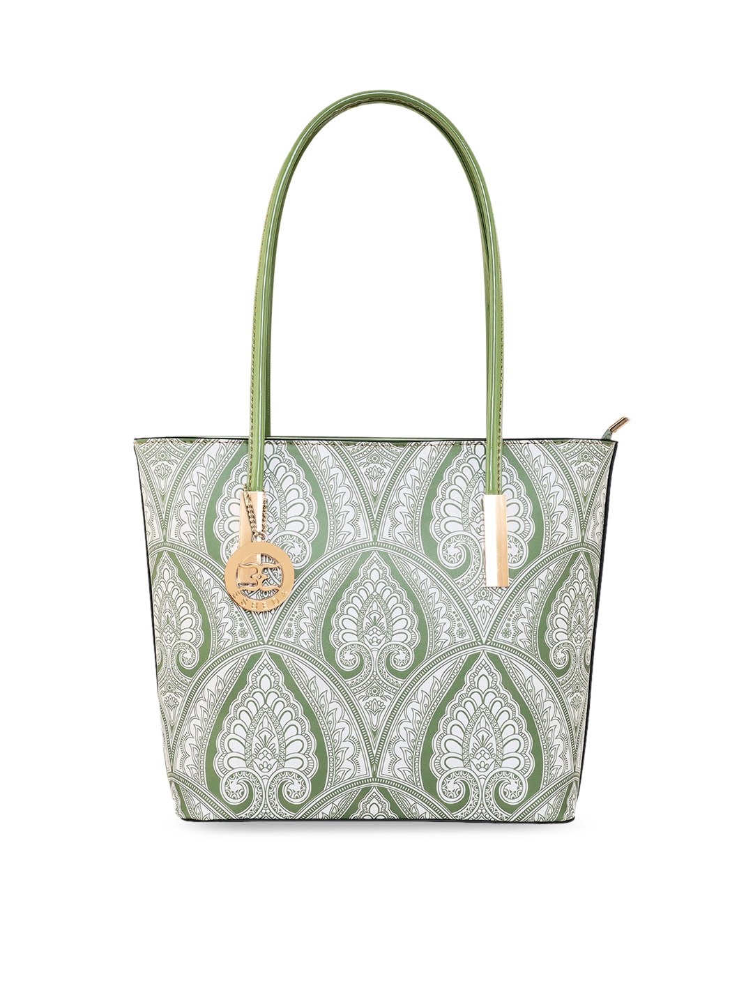 

ESBEDA Women Ethnic Motifs Print PU Structured Tote Bag, Olive