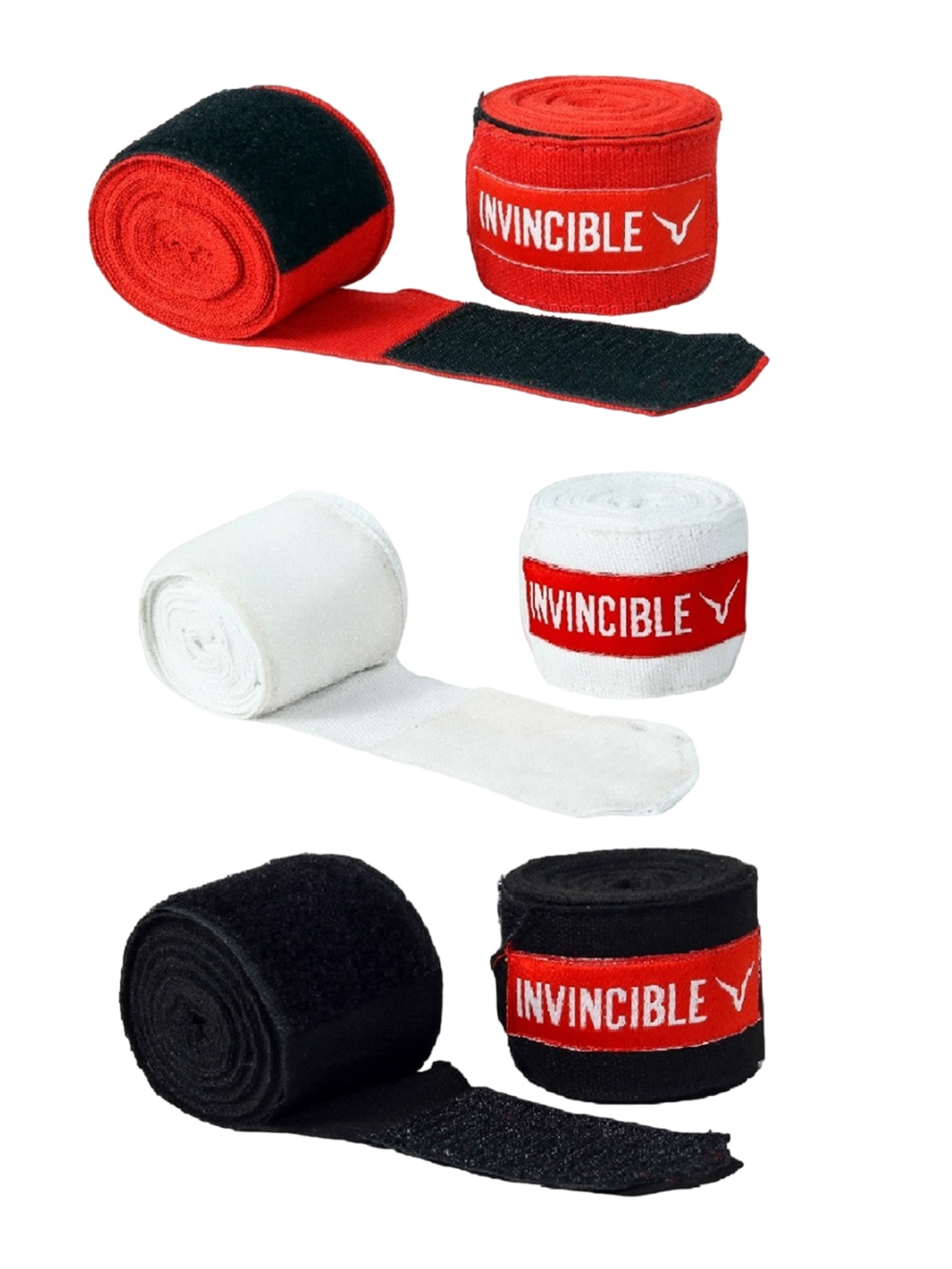 

Invincible Pack Of 3 Boxing MMA Classic Hand Wrap, Red