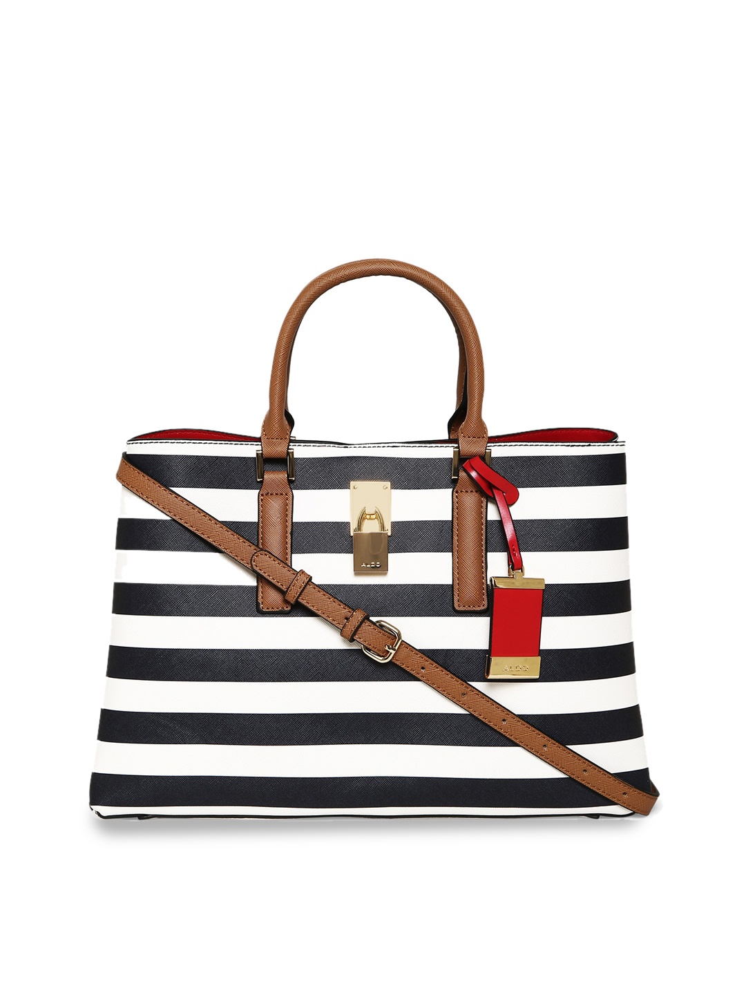 

ALDO Striped Structured Tote Bag, Navy blue