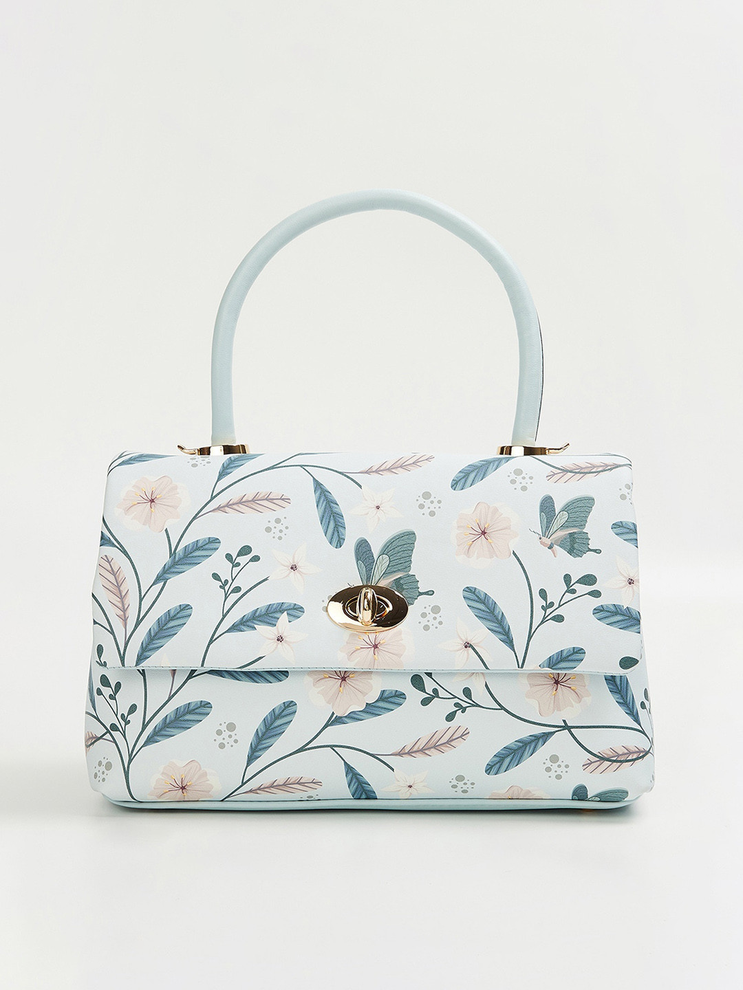 

Ginger by Lifestyle Floral Printed Structured Handheld Bag, Blue