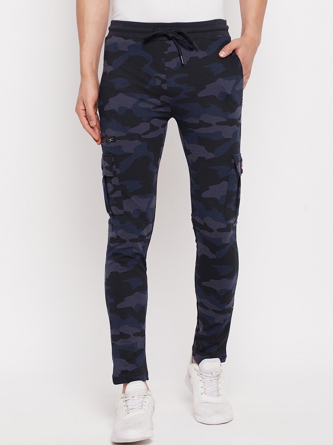 

Duke Stardust Men Camouflage Printed Cotton Mid-Rise Sports Track Pant, Blue