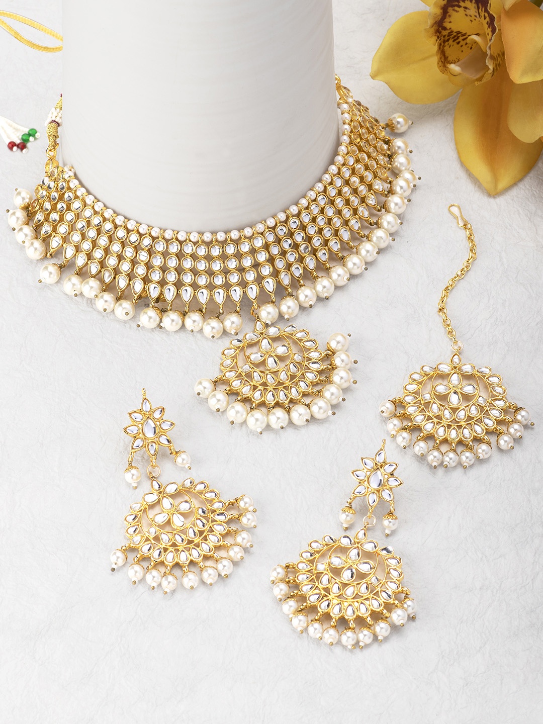 

Peora Gold-Plated Kundan-Studded Jewellery Set, White