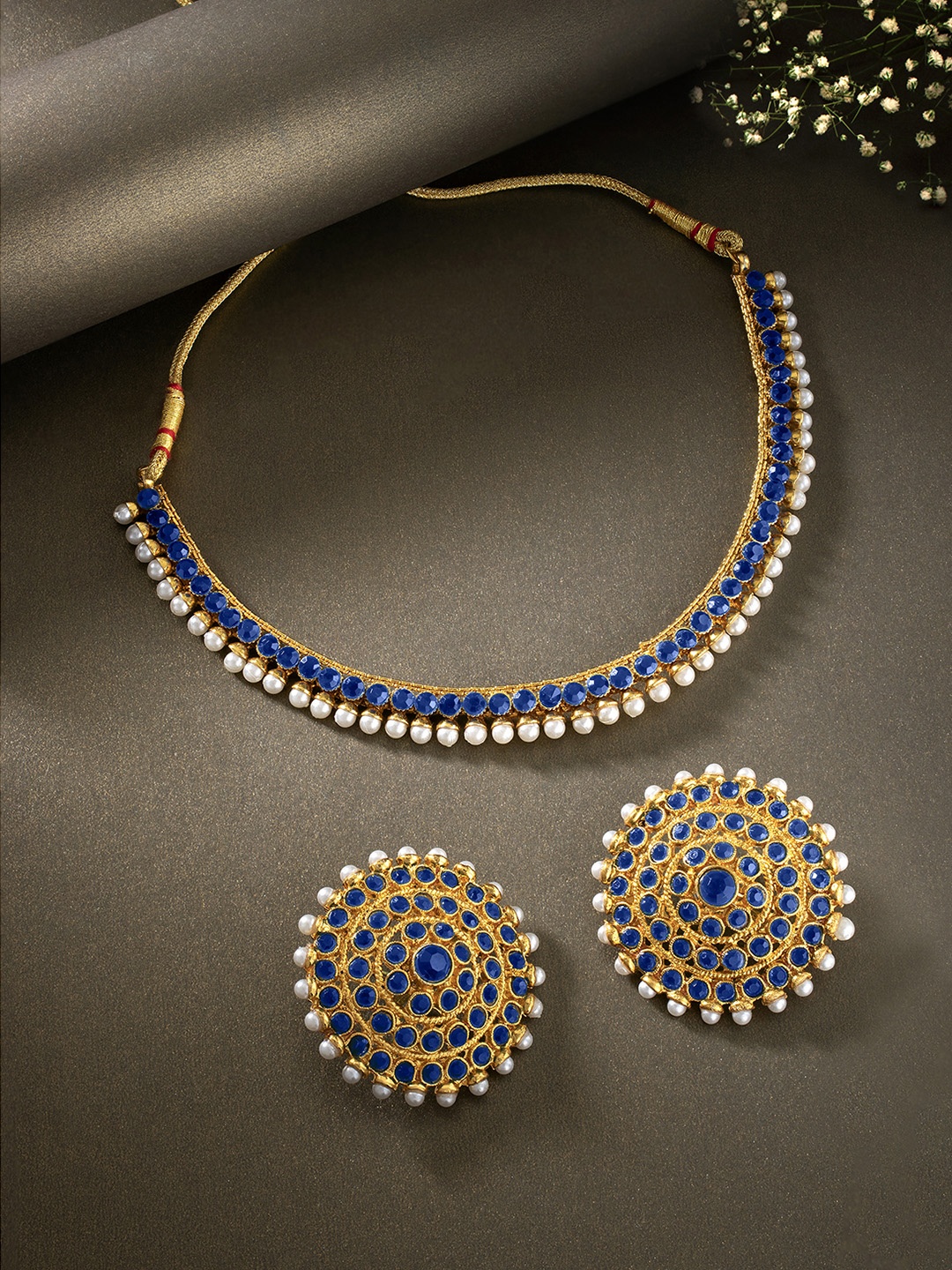

Peora Gold-Plated Kundan-Studded Jewellery Set, Blue