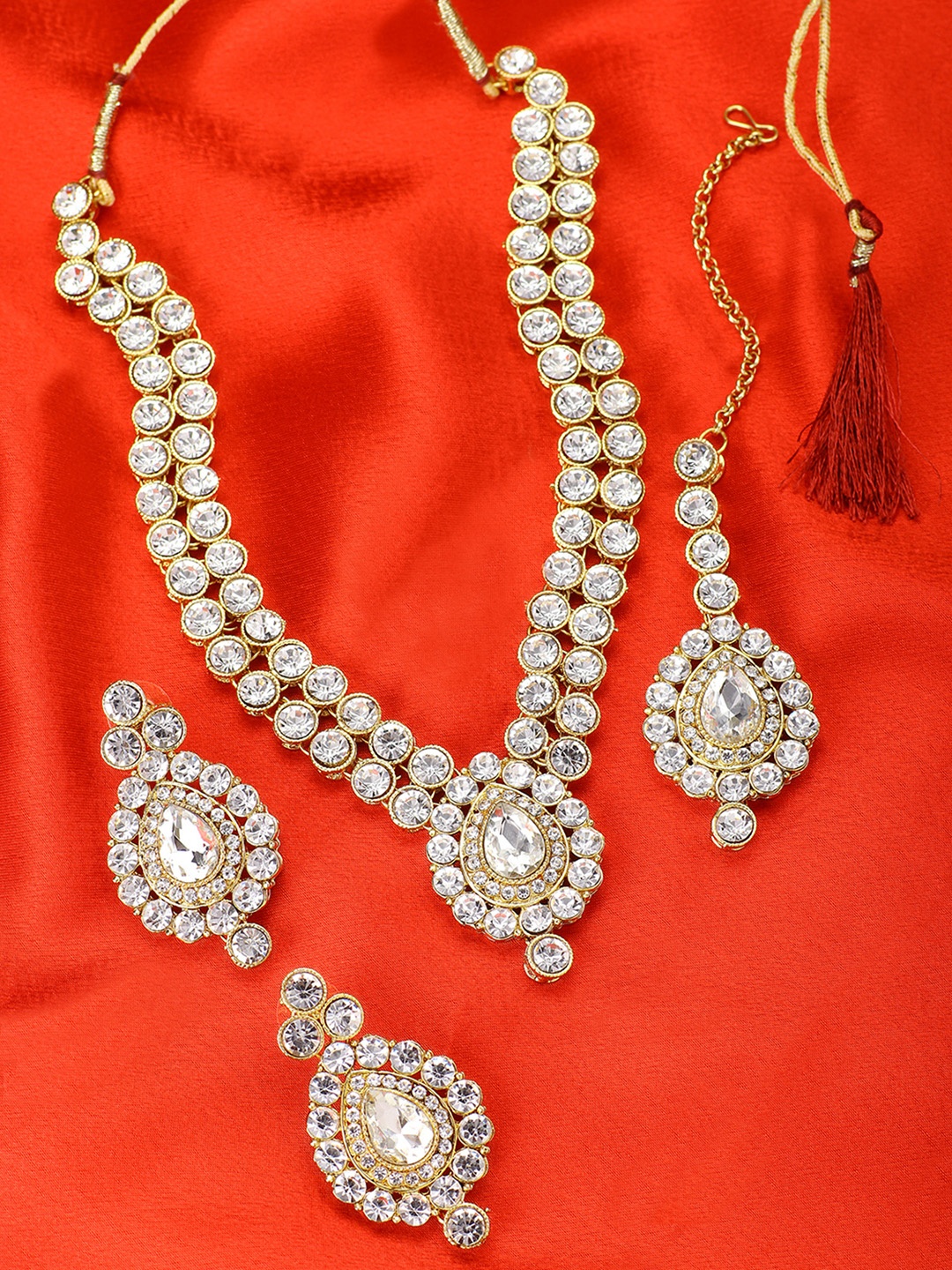 

Peora Gold-Plated Kundan-Studded Jewellery Set, White