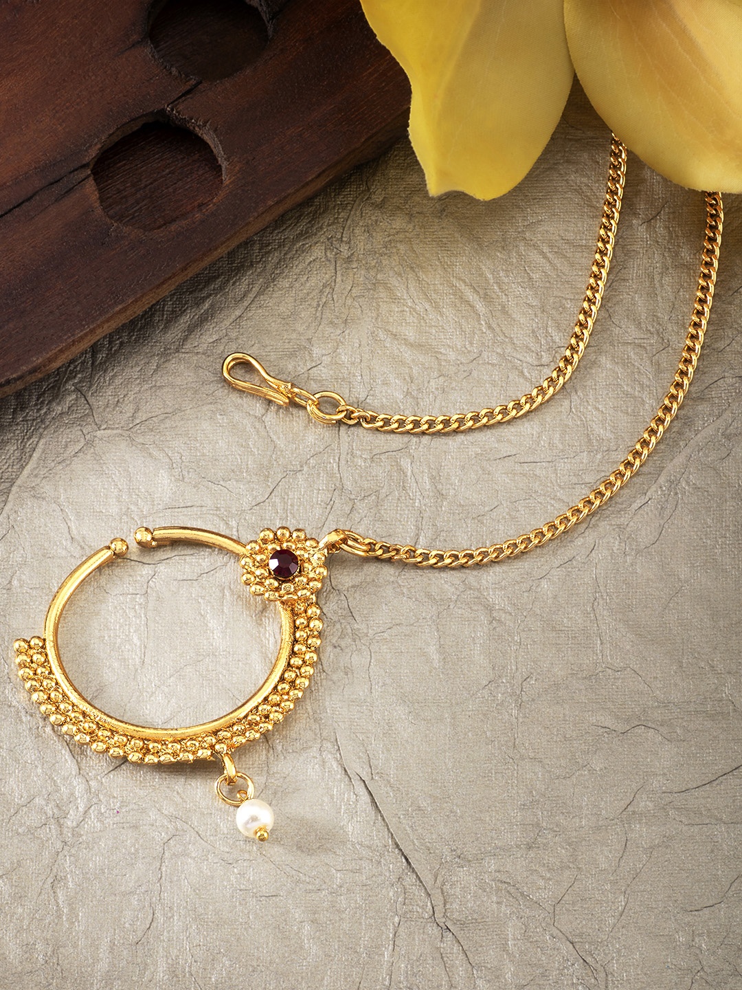 

Peora Gold-Plated Nose Ring with Long Chain