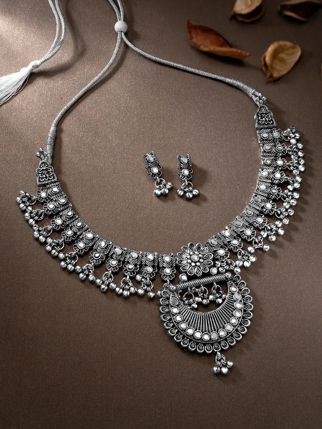 

Peora Silver-Plated Oxidised Jewellery Set
