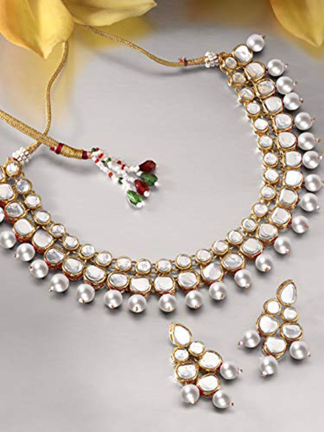 

Peora Gold-Plated Kundan-Studded Jewellery Set, White