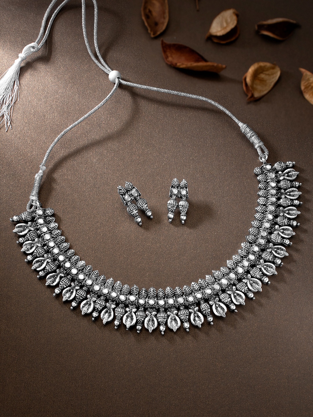

Peora Silver-Plated Oxidised Jewellery Set