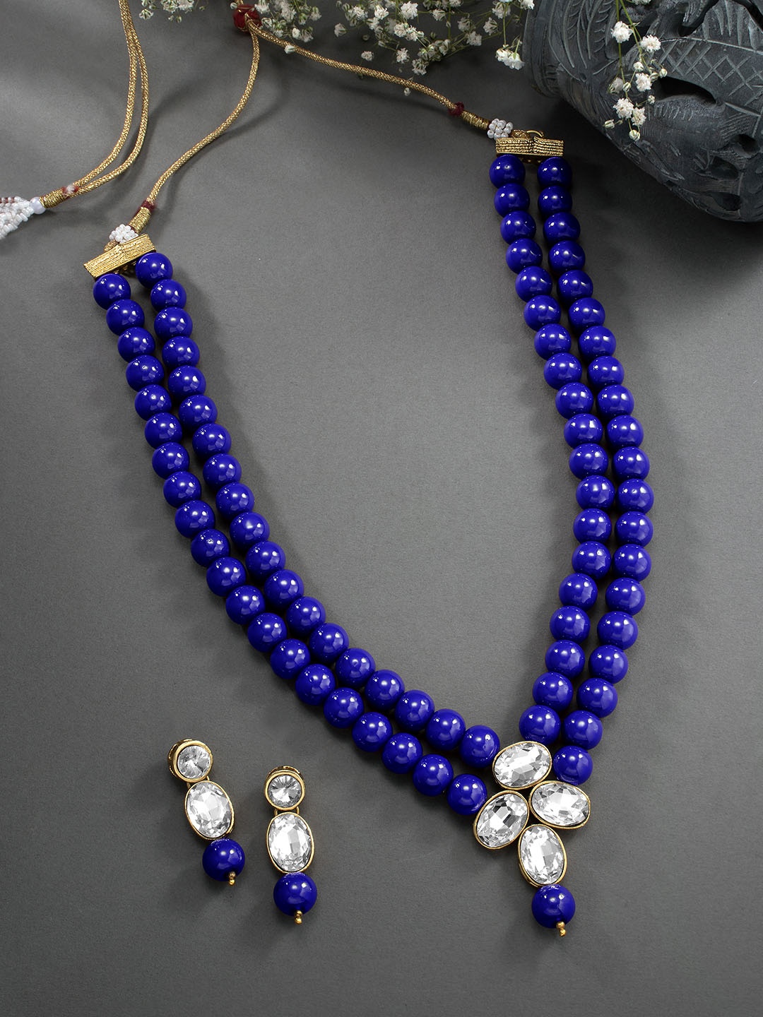 

Peora Gold-Plated Kundan-Studded Jewellery Set, Blue