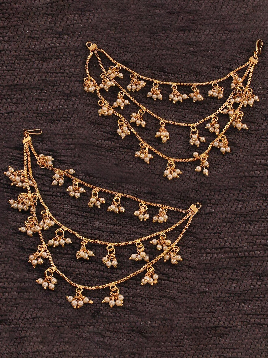 

Peora Gold-Plated Pearls Layered Head Chains