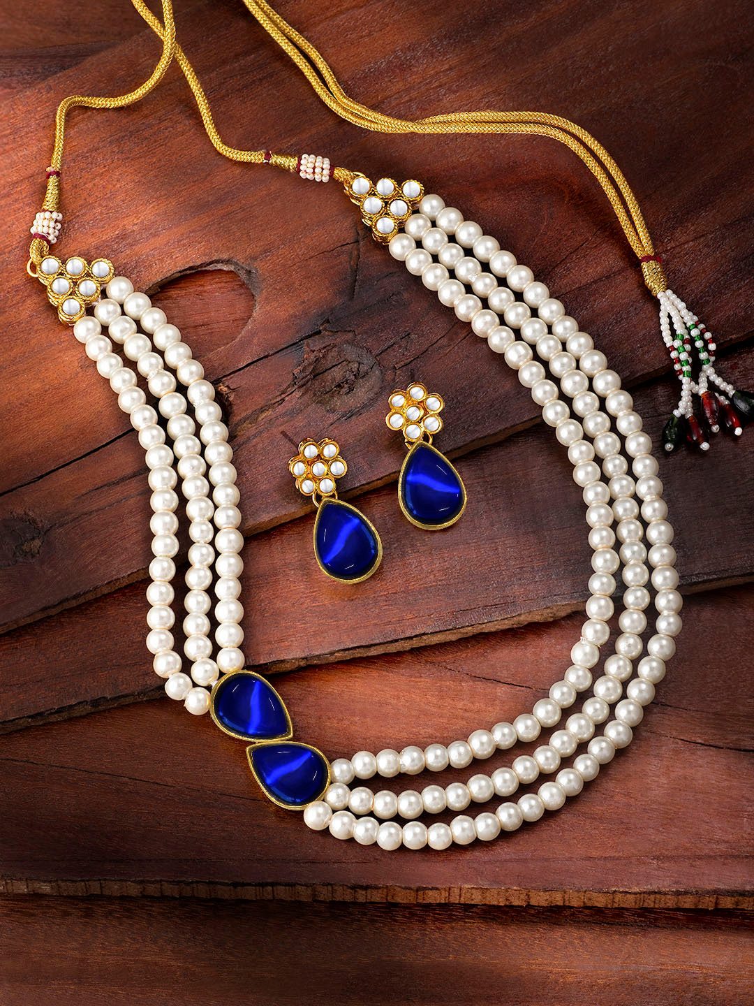 

Peora Gold-Plated Pearls Jewellery Set, Blue