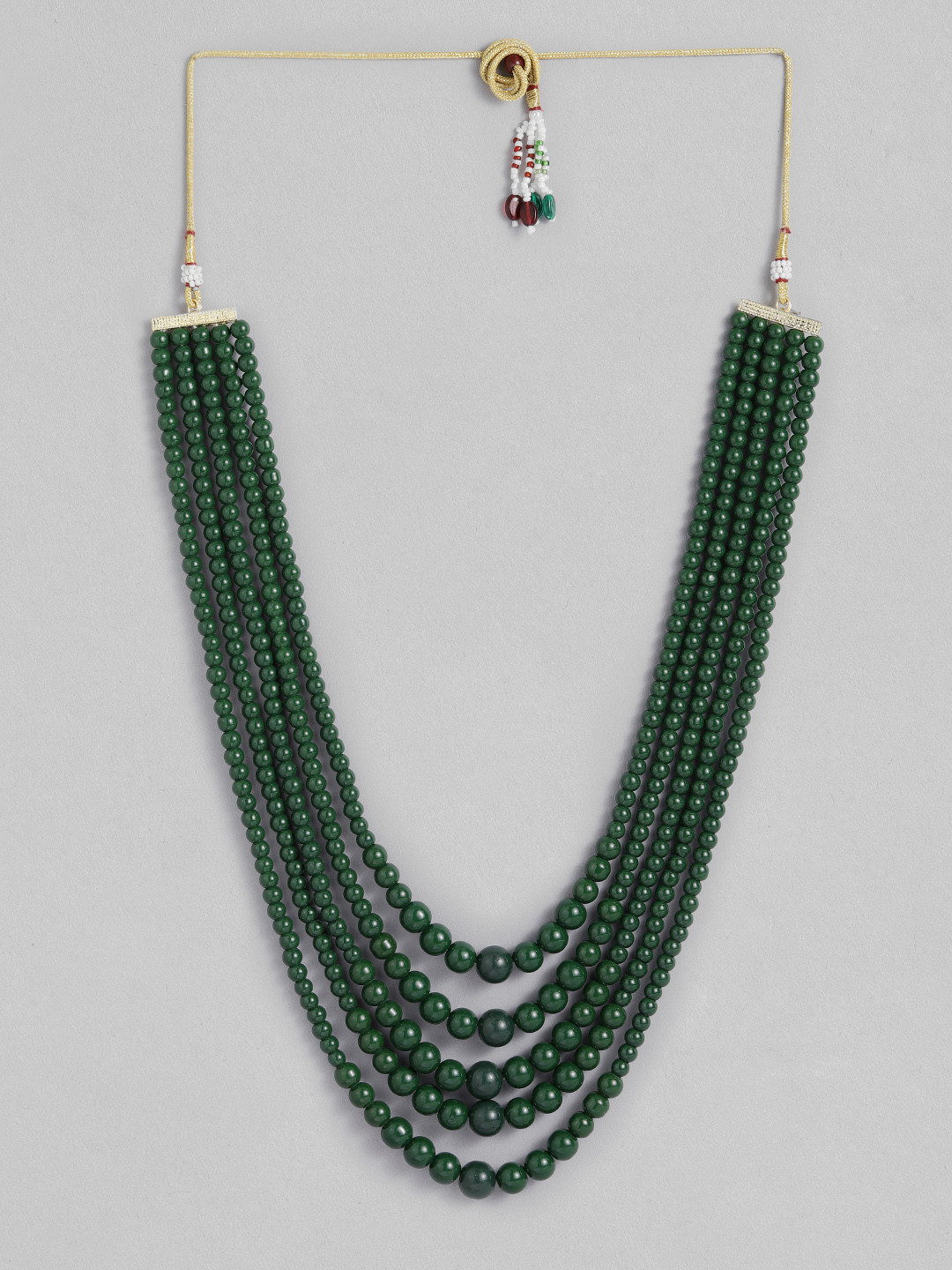 

Peora Men Gold-Plated Layered Artificial Beads Necklace, Green